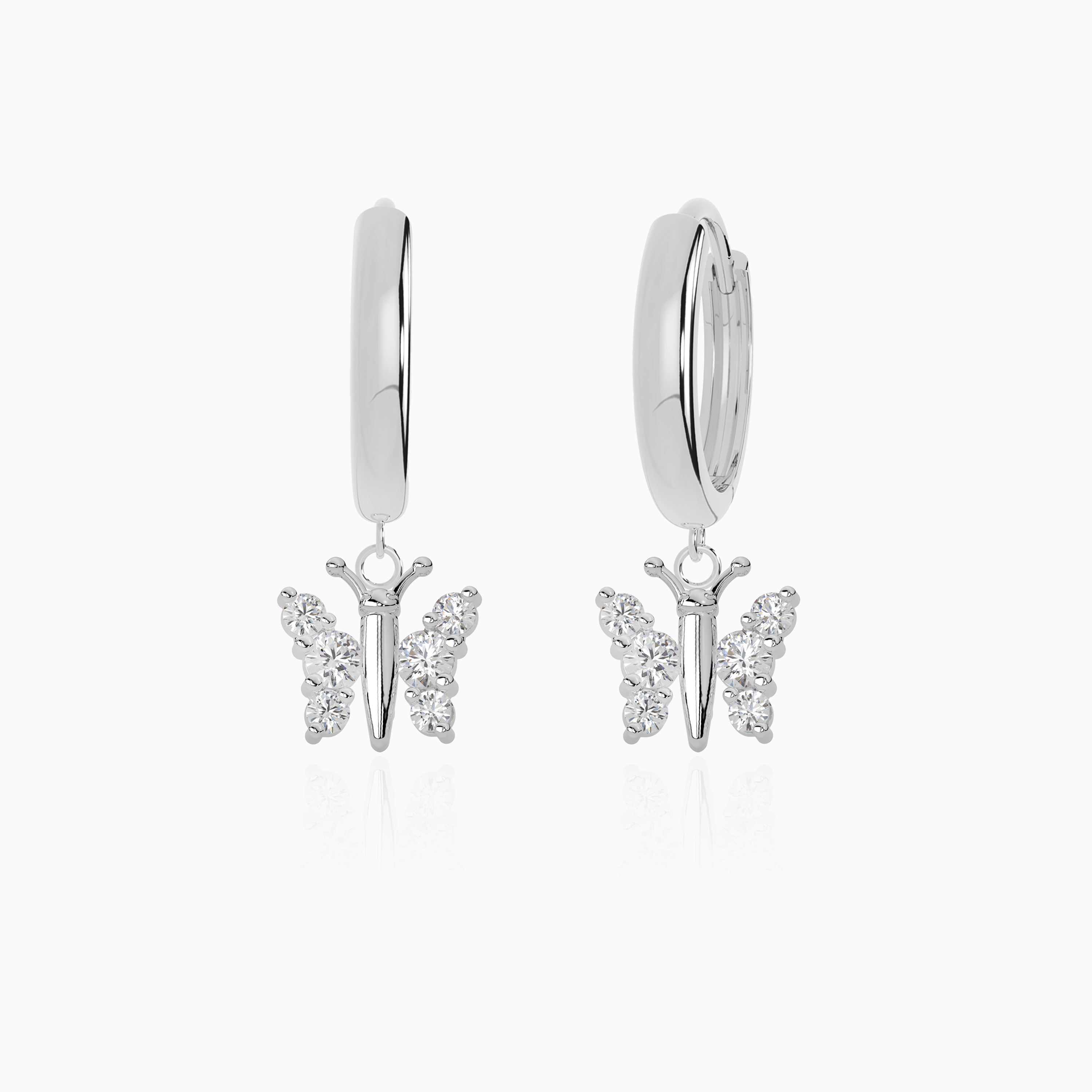 Dainty Butterfly Hoop Earrings - .925 Sterling Silver
