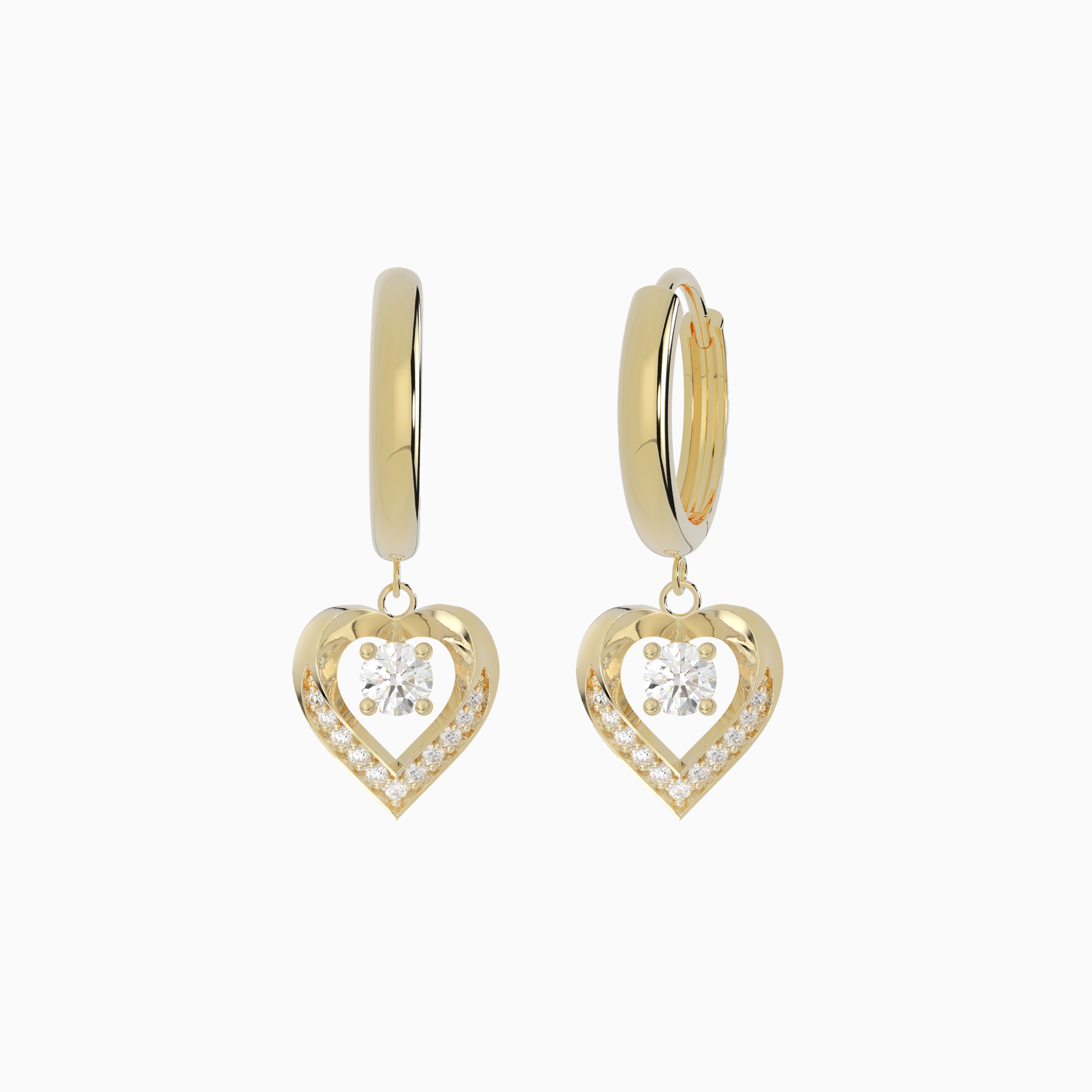 Pavé Heart Hoop Earrings