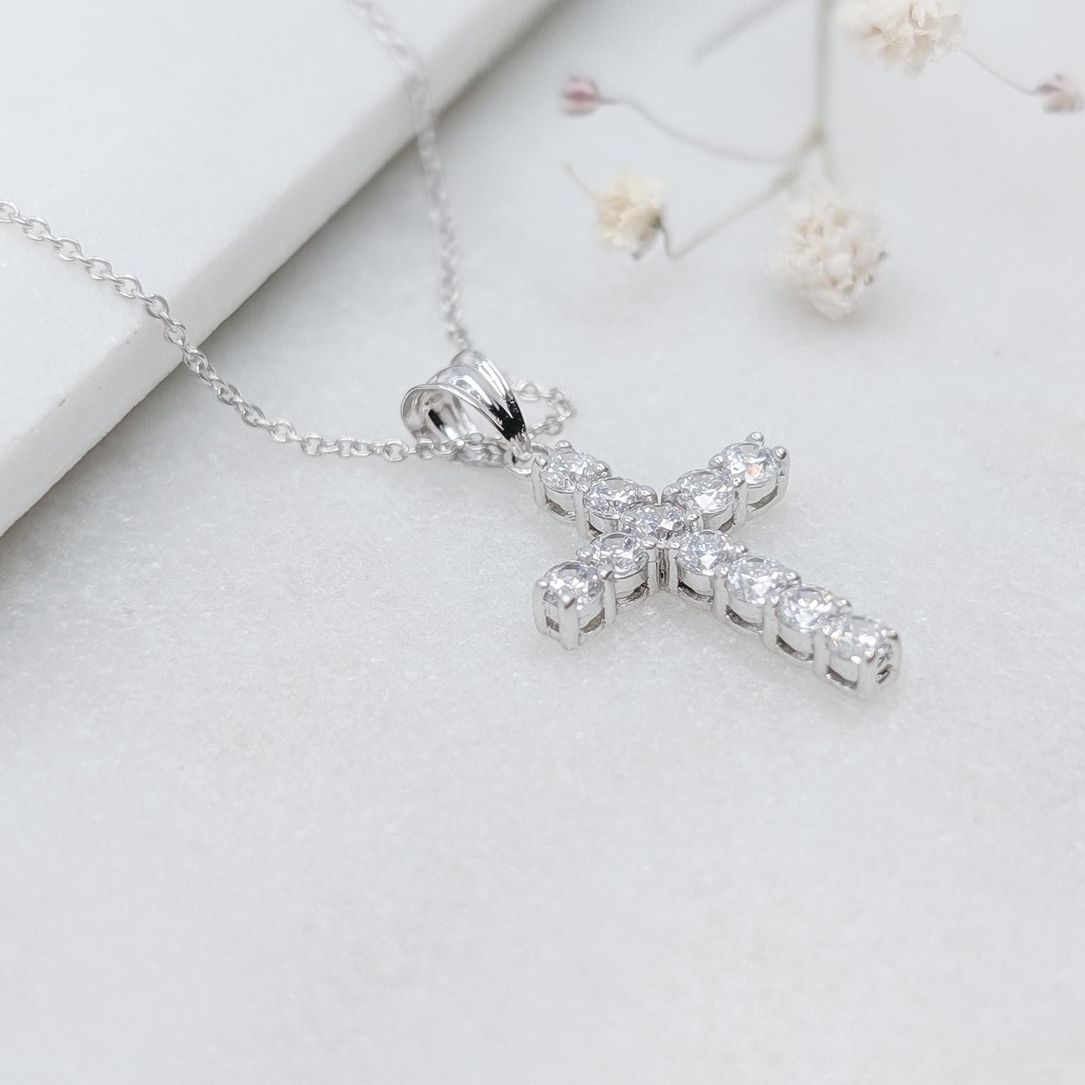 Pavé Cross Pendant - .925 Sterling Silver Pendant