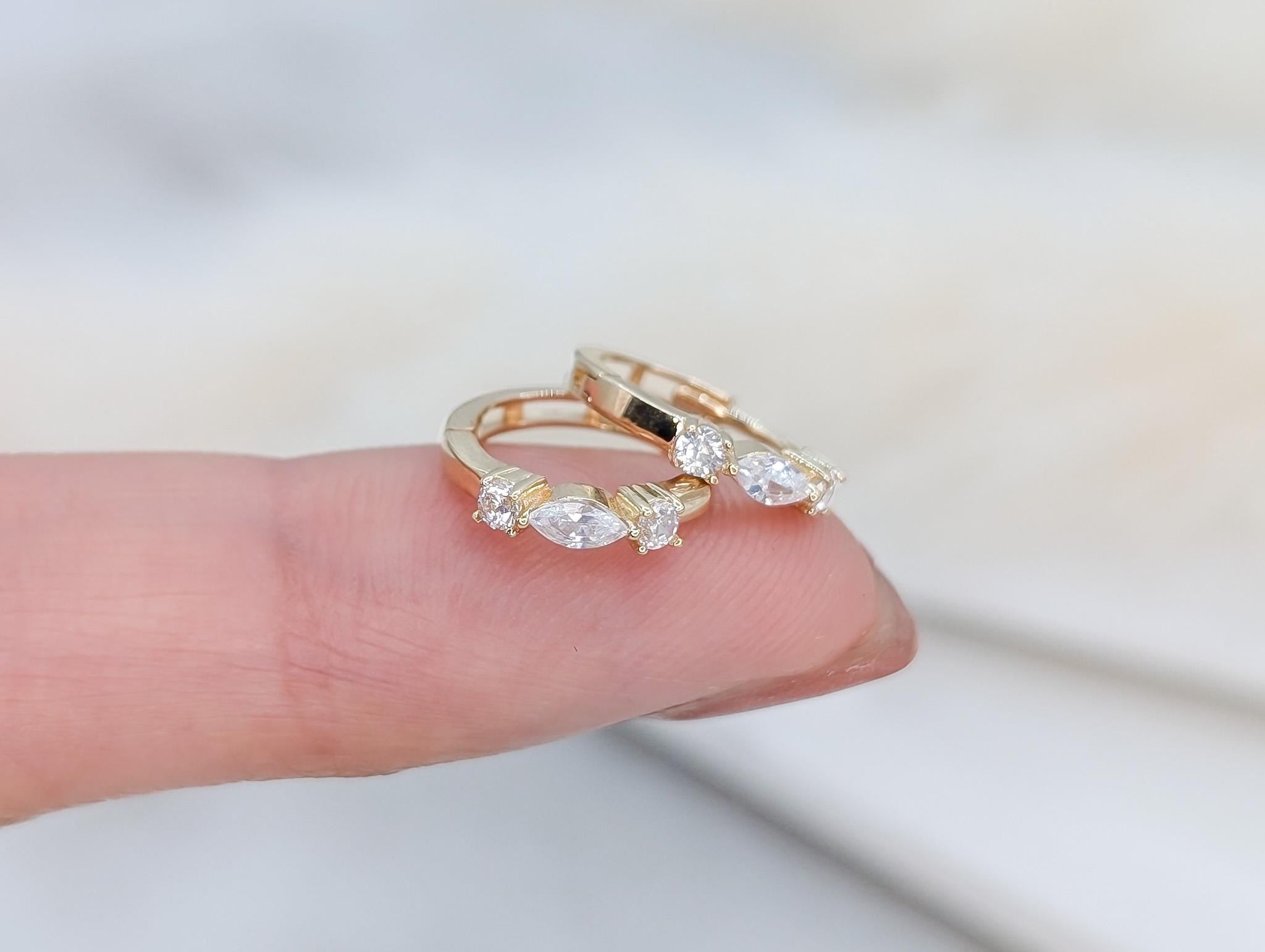 Mini Marquise Gold Huggies