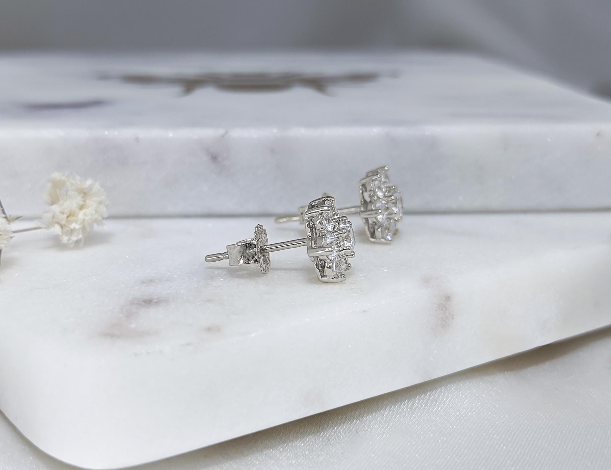 925 Sterling Silver Flower Earrings
