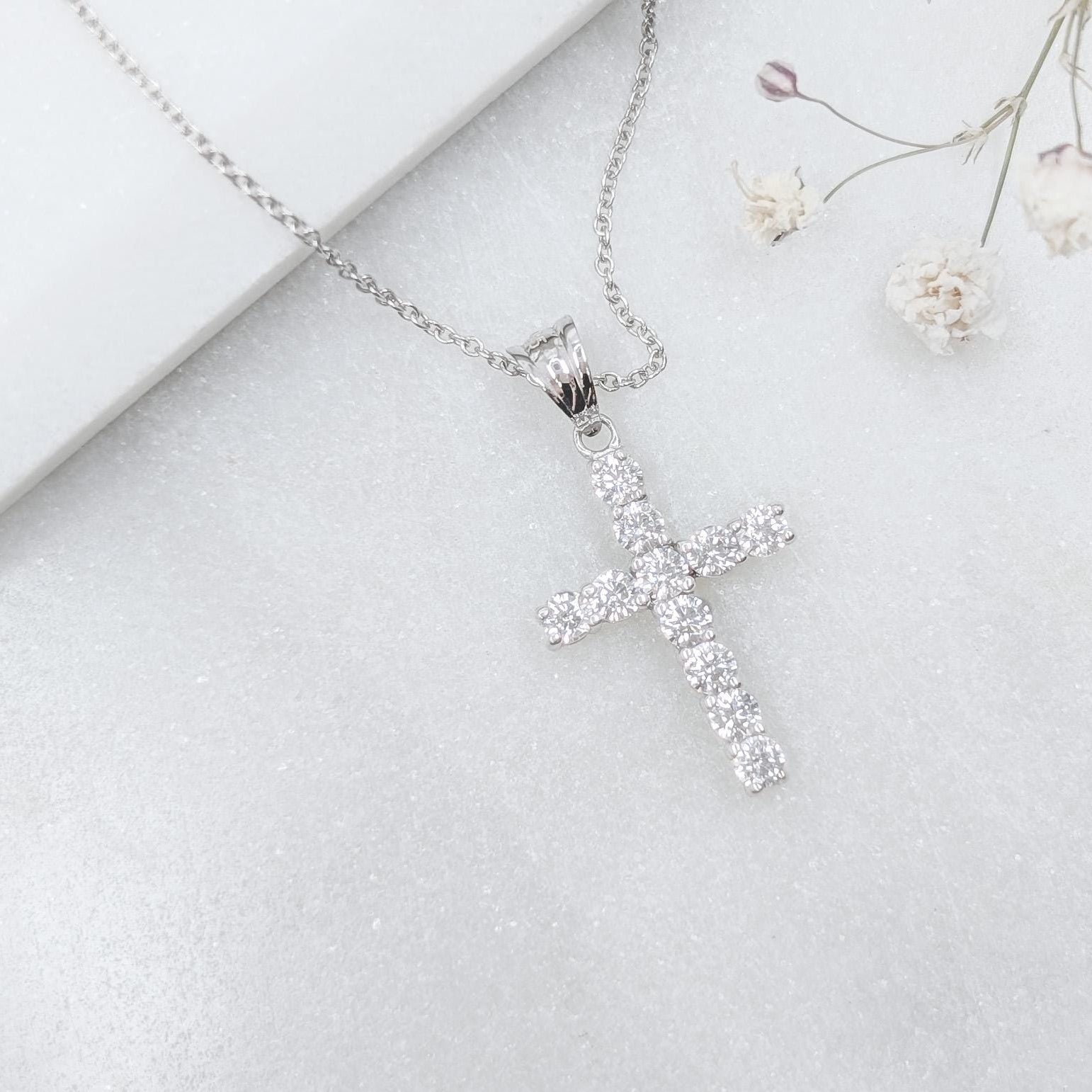 Pavé Cross Pendant - .925 Sterling Silver Pendant
