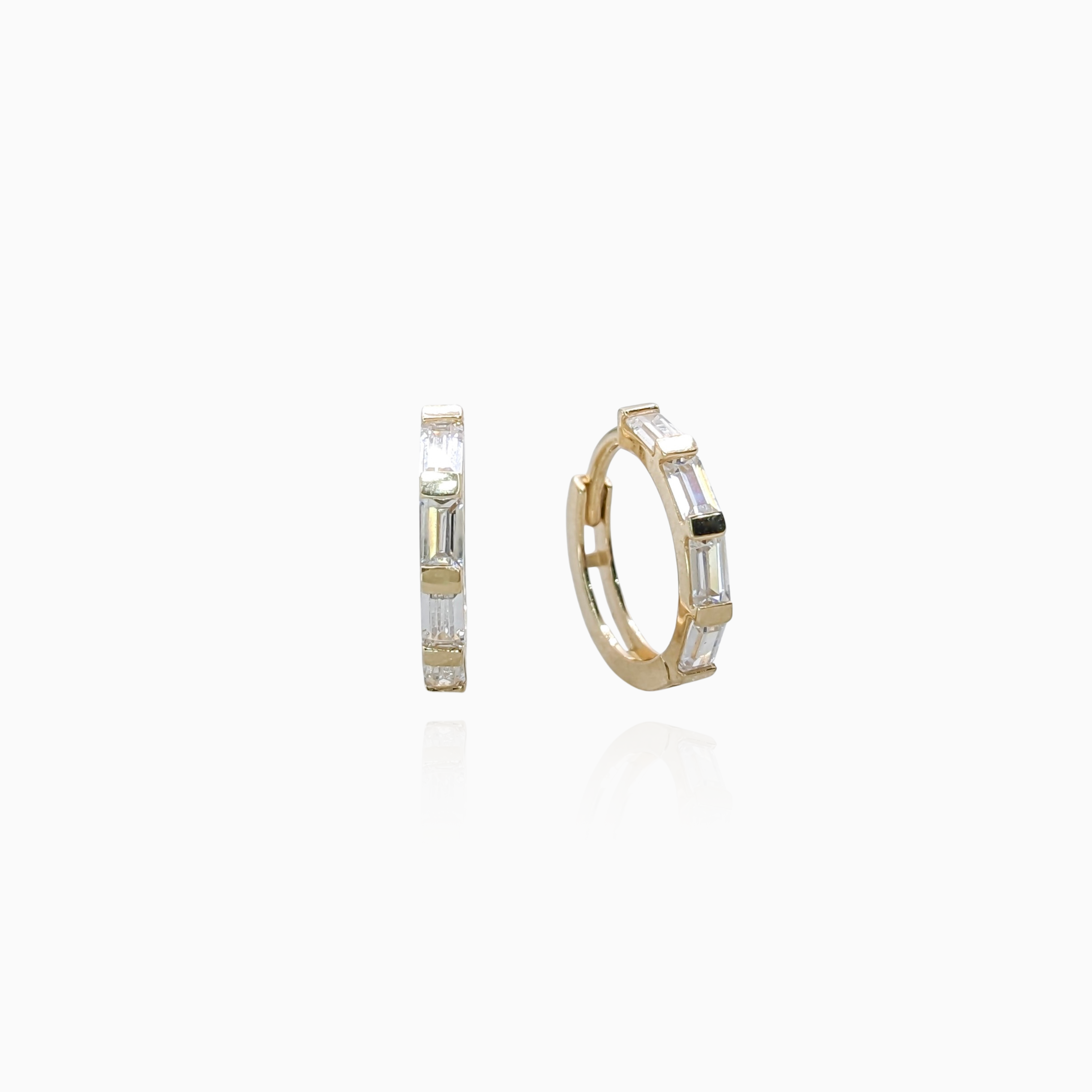 Gold Baguette Hoop Earrings