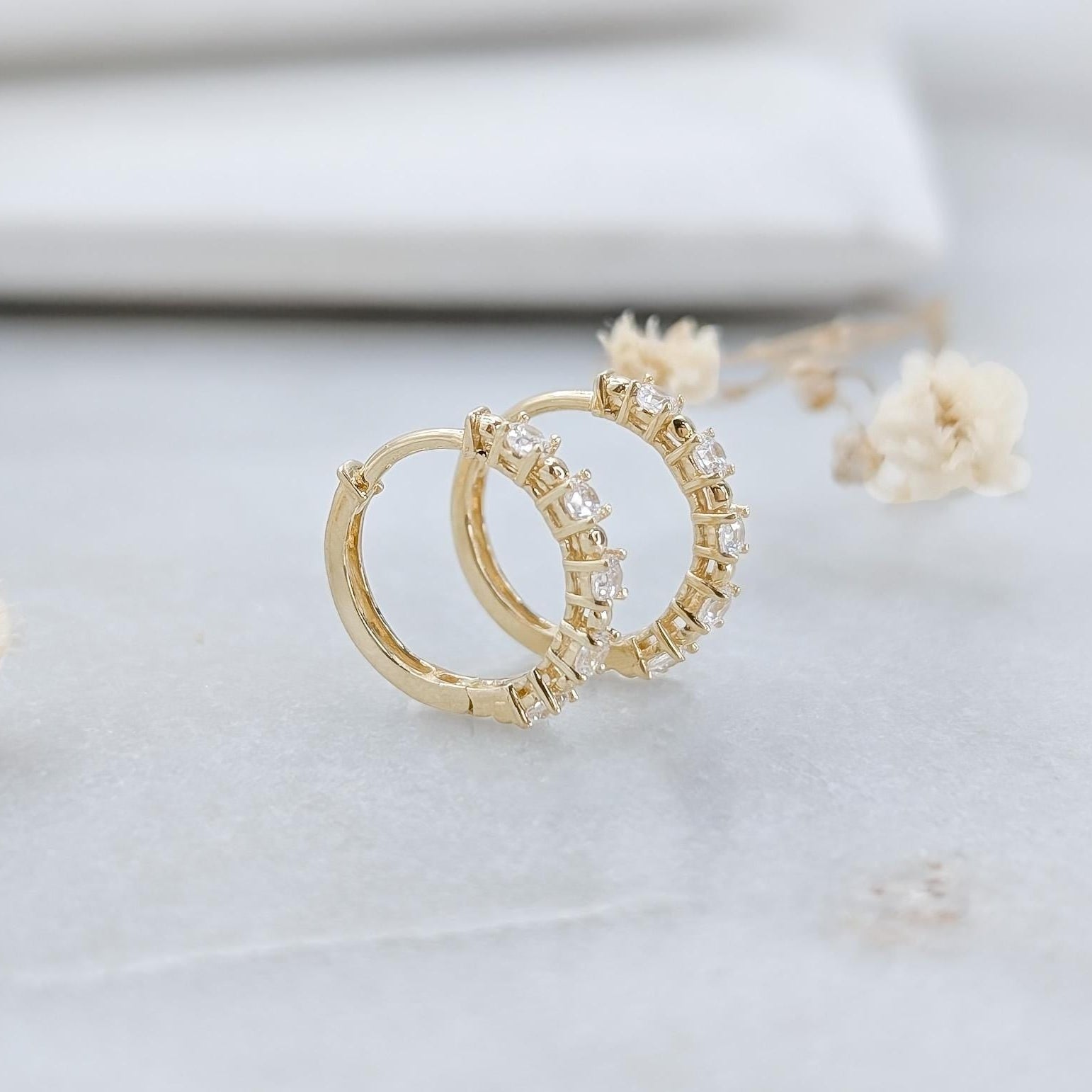 Gold Pavé Hoop Earrings