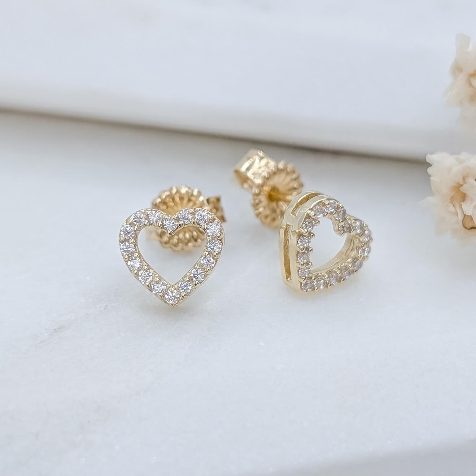 Small Pavé Heart Studs