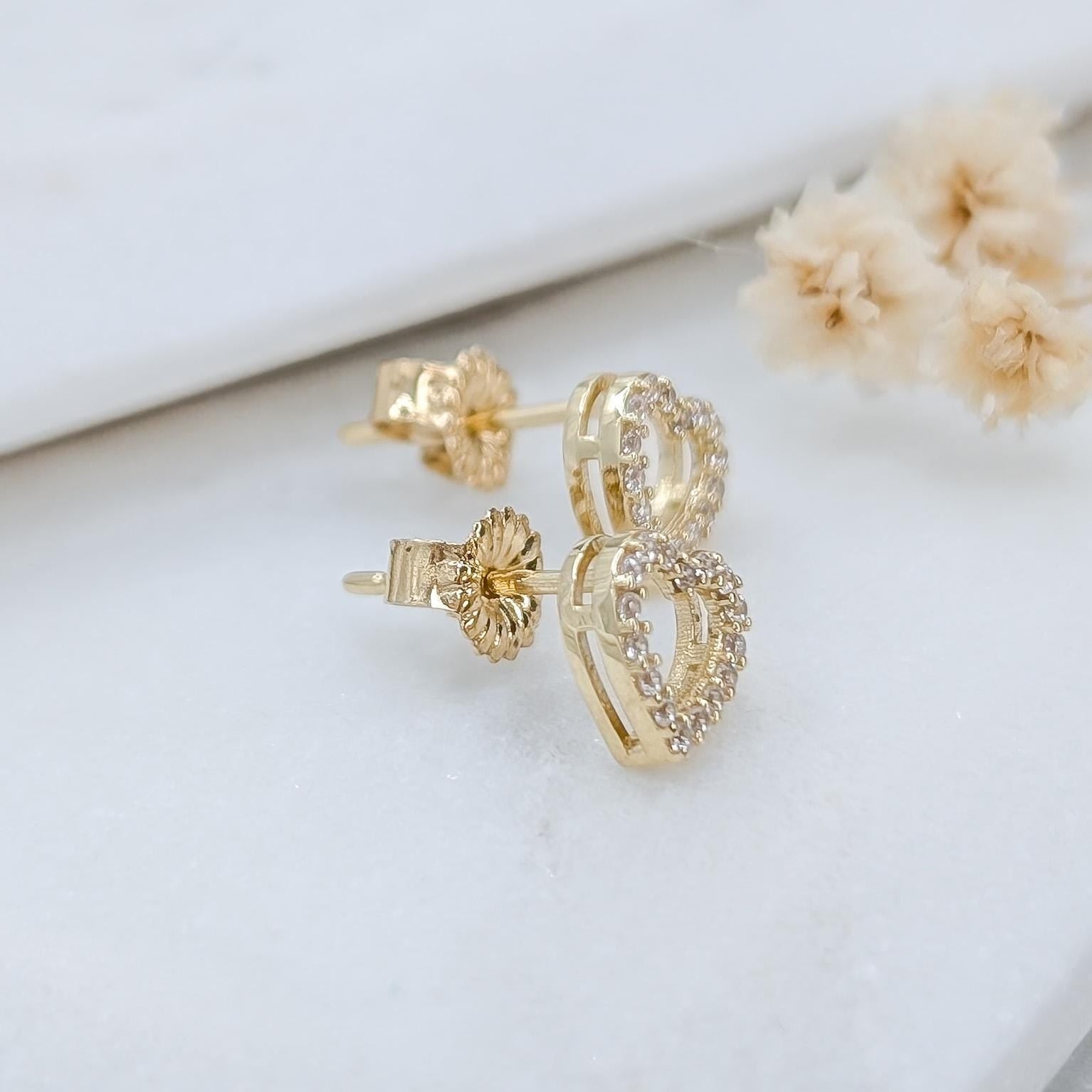 Small Pavé Heart Studs