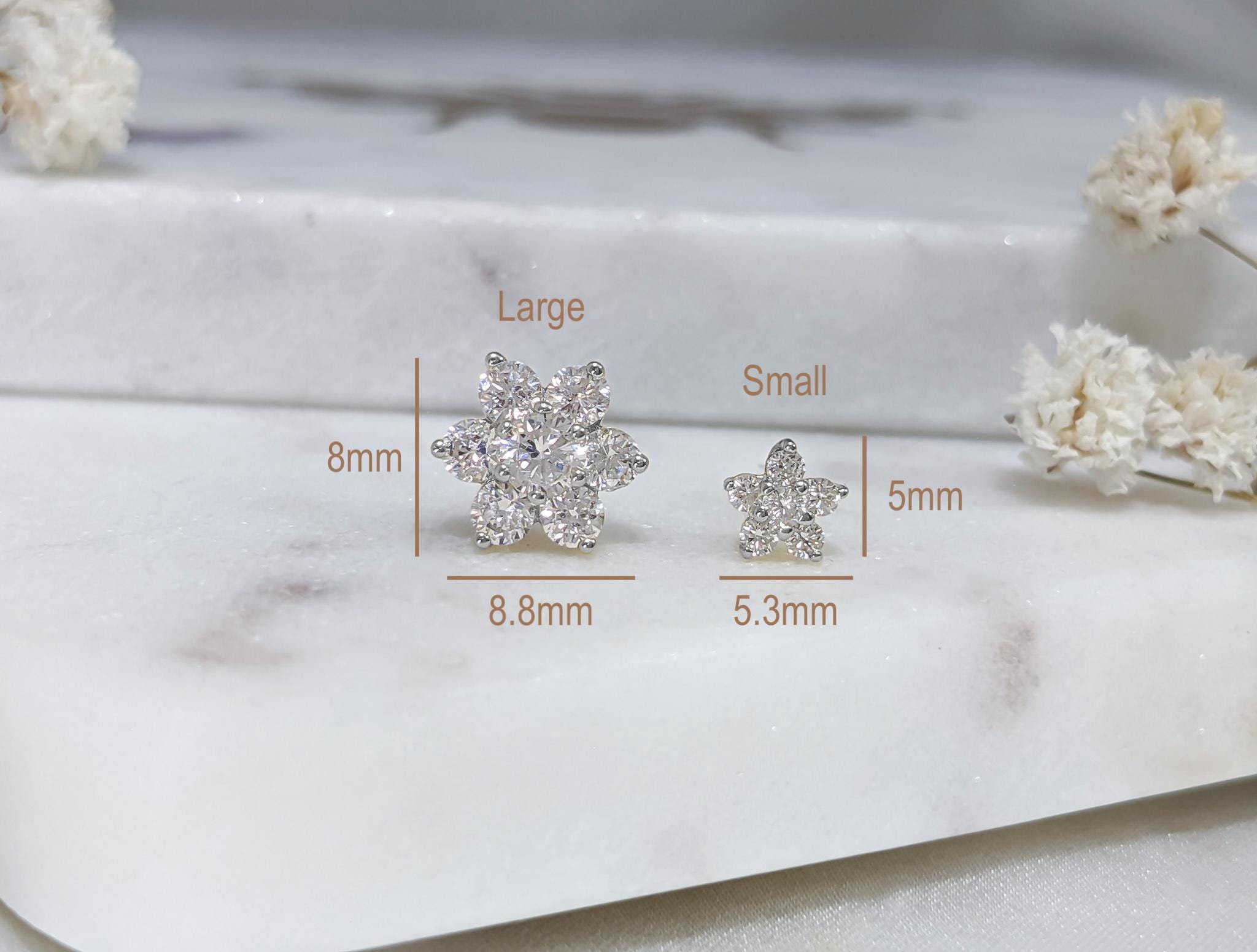 925 Sterling Silver Flower Earrings