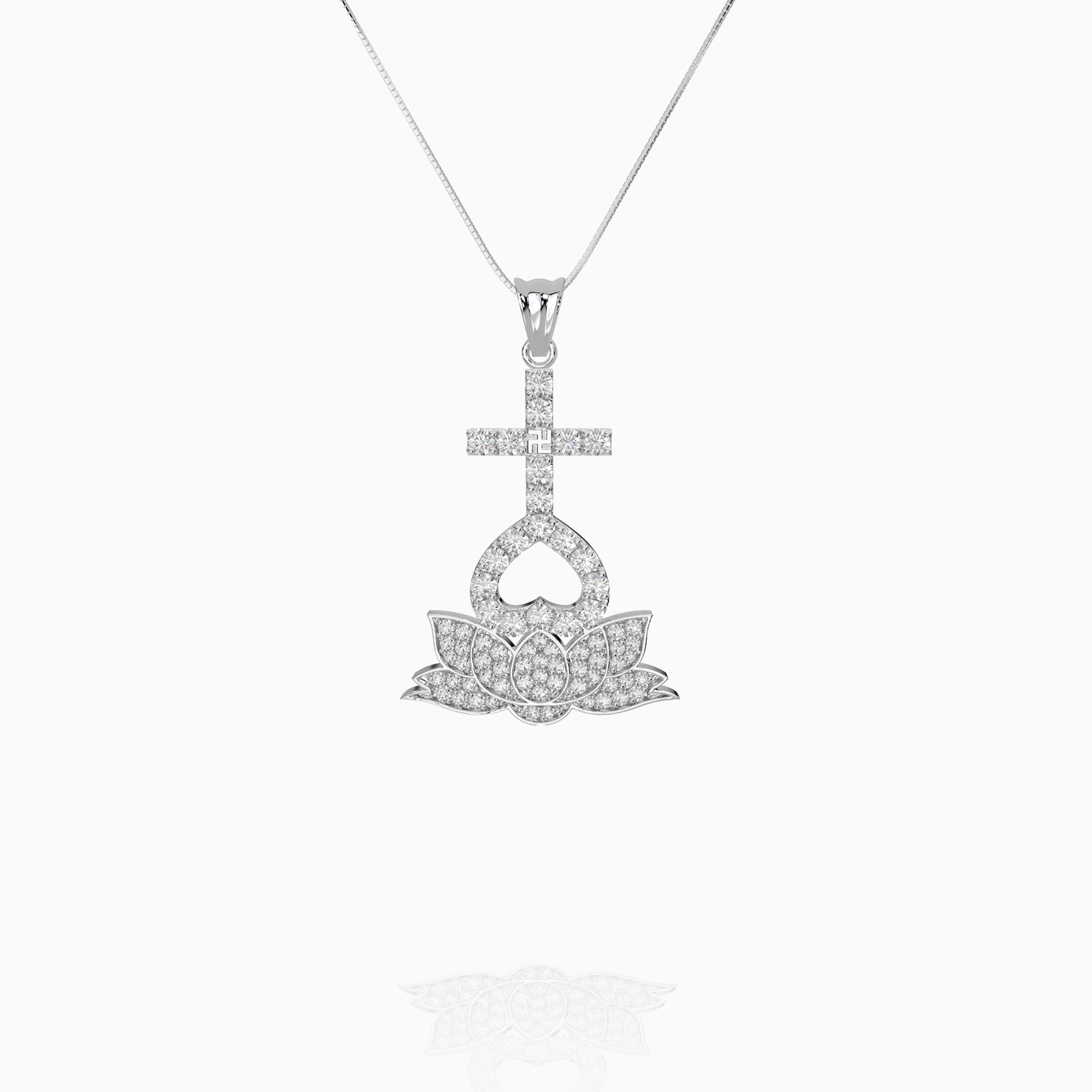 CZ Heart Lotus Pendant