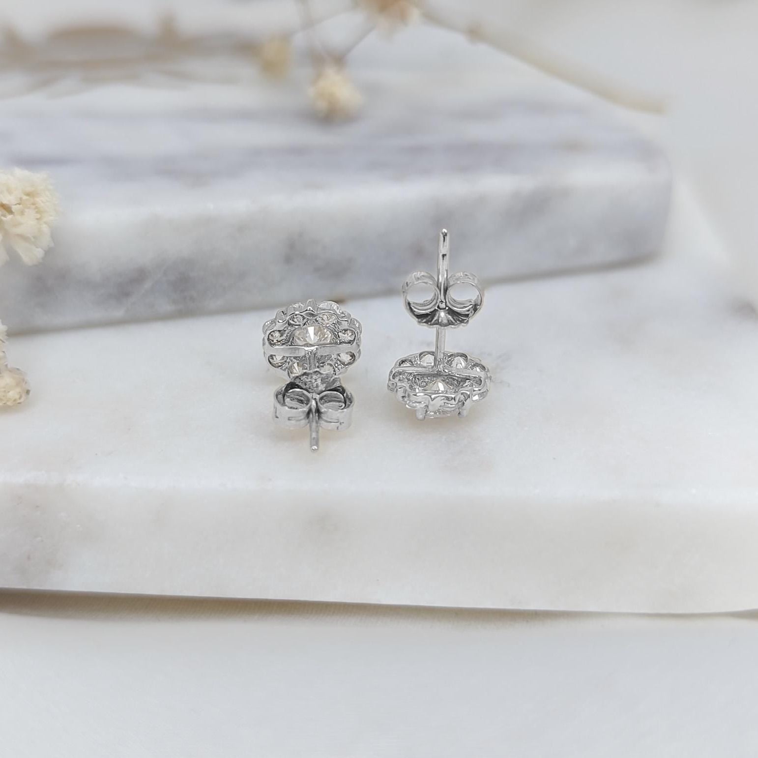 Floral Cluster Earrings - .925 Sterling Silver