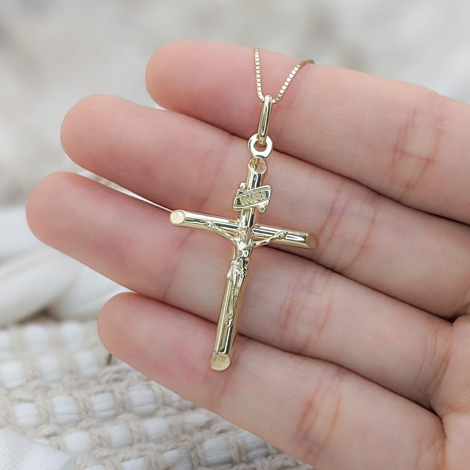 Gold INRI Jesus Crucifix Cross Pendant