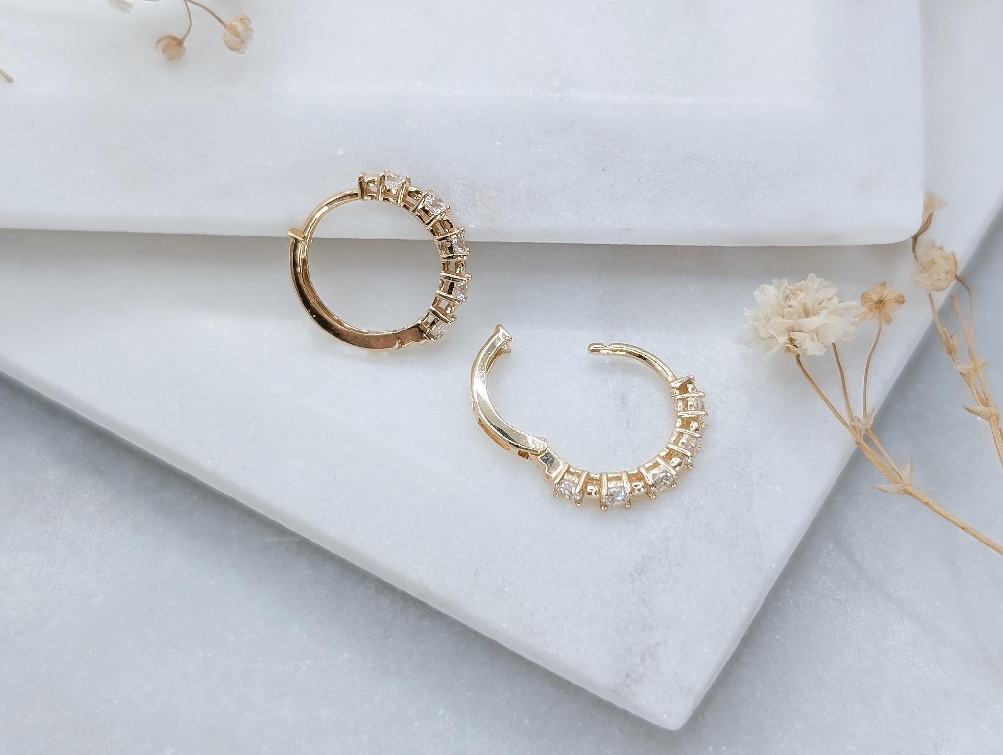 Gold Pavé Hoop Earrings