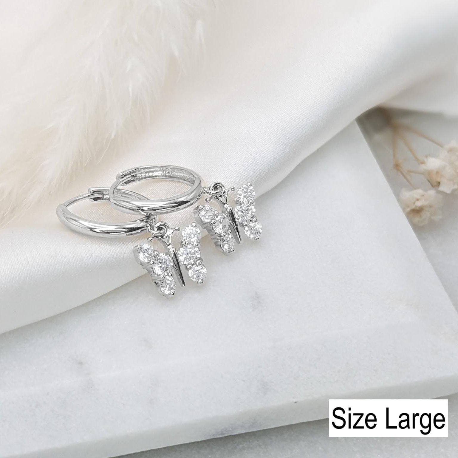 Dainty Butterfly Hoop Earrings - .925 Sterling Silver