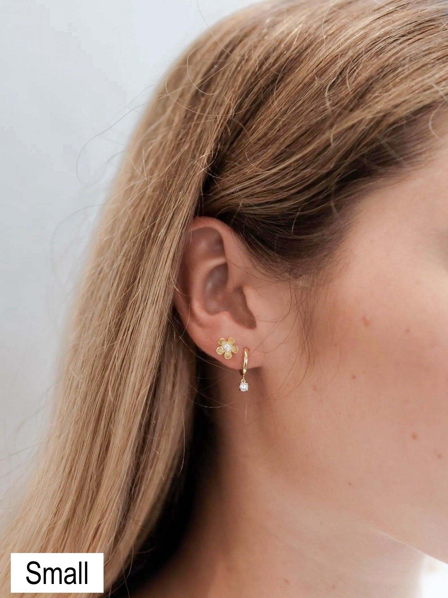 Solitaire Dangle Hoop Earrings