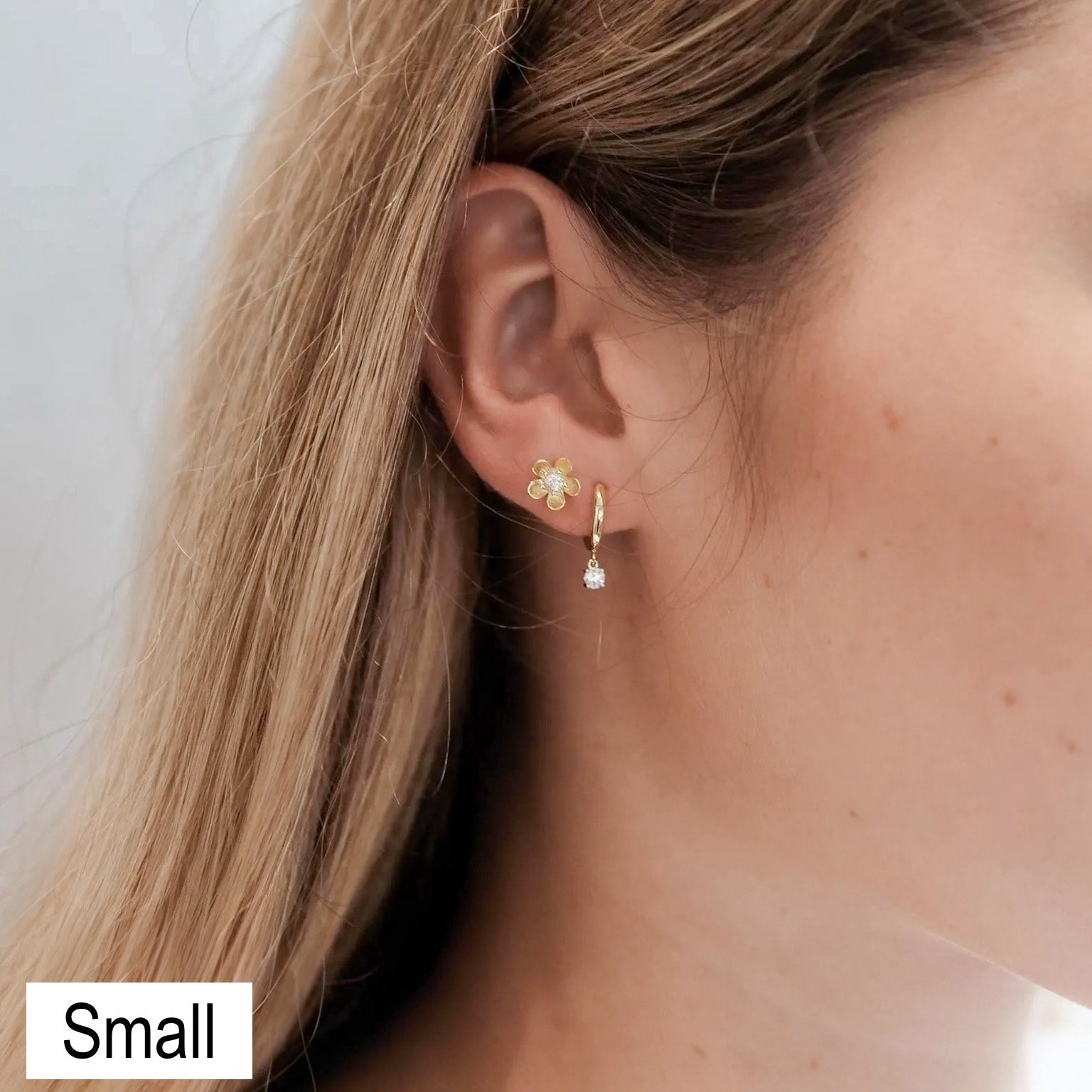 Solitaire Dangle Hoop Earrings