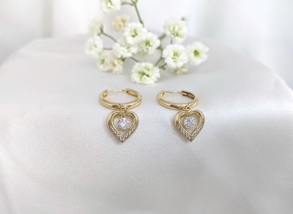 Pavé Heart Hoop Earrings