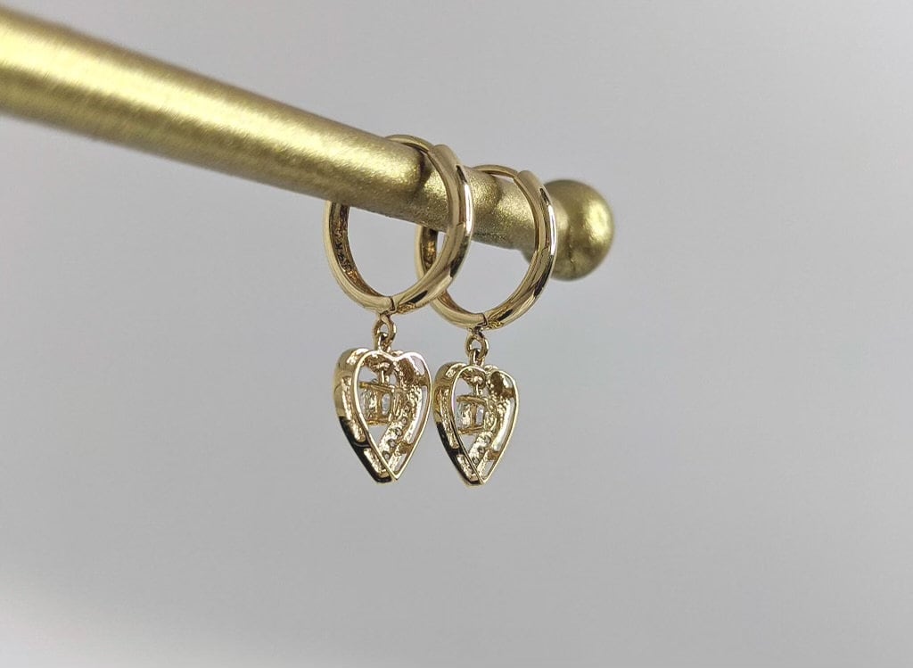 Pavé Heart Hoop Earrings