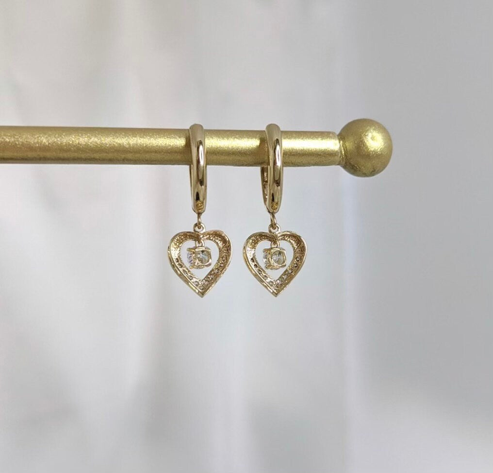 Pavé Heart Hoop Earrings