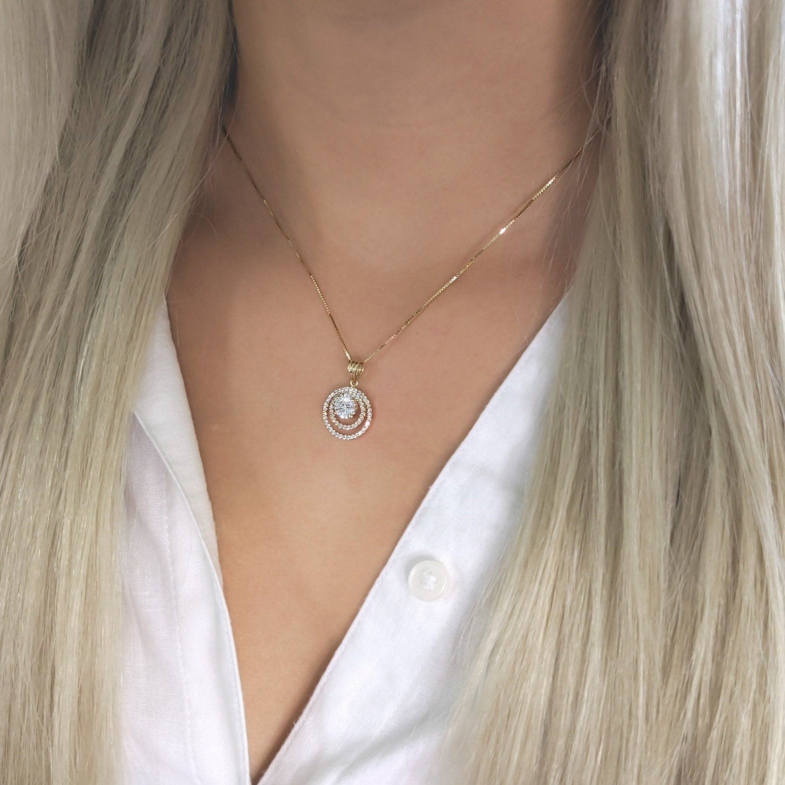 Double Stack Halo Pendant