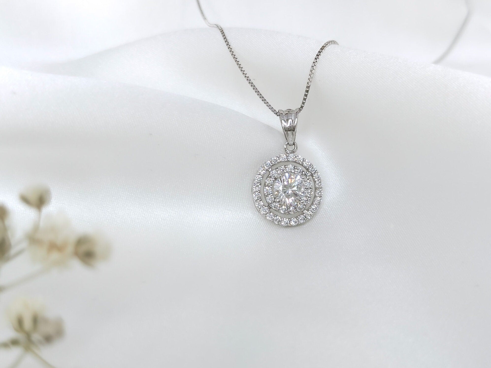 Double Pavé Halo Pendant