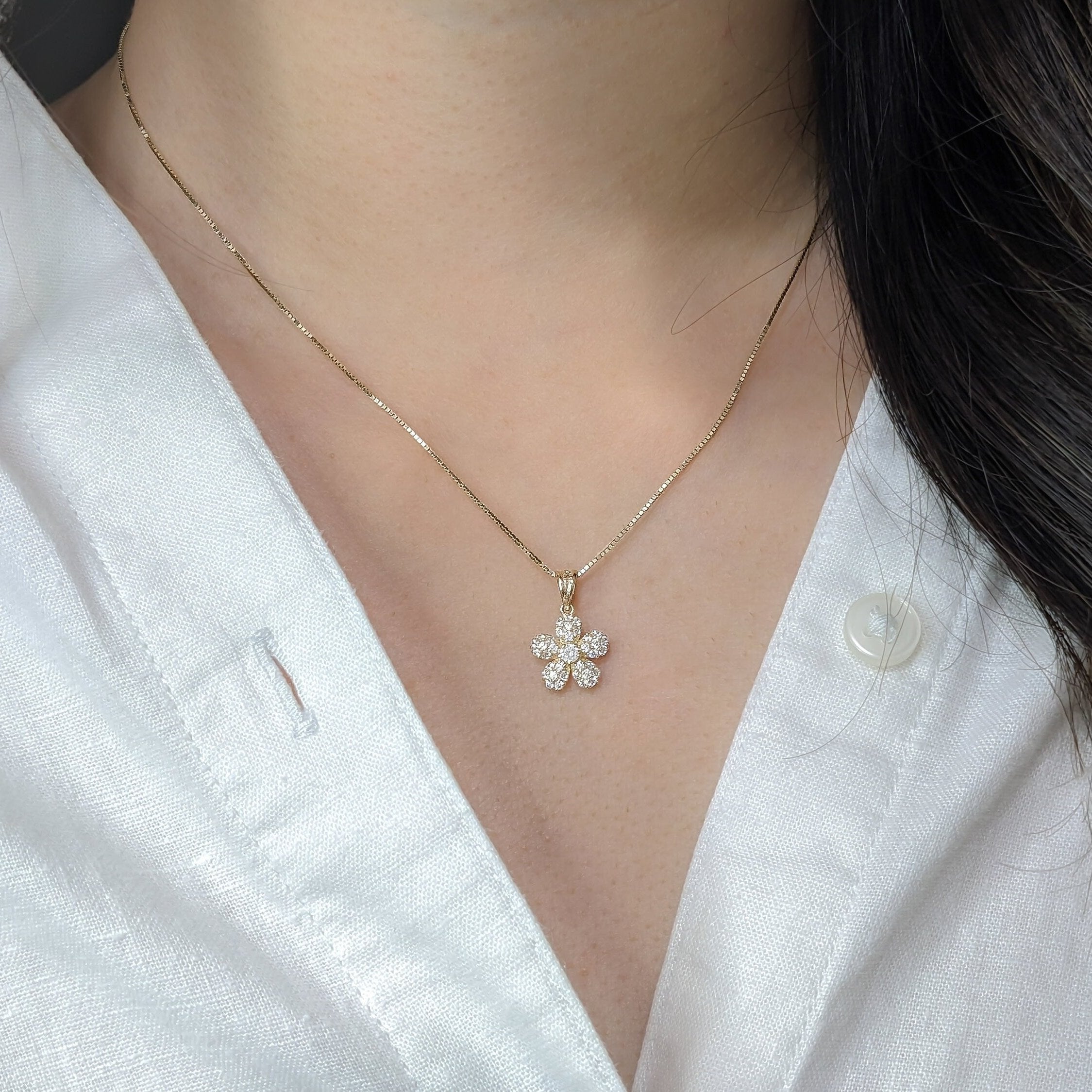 Pavé Flower Pendant
