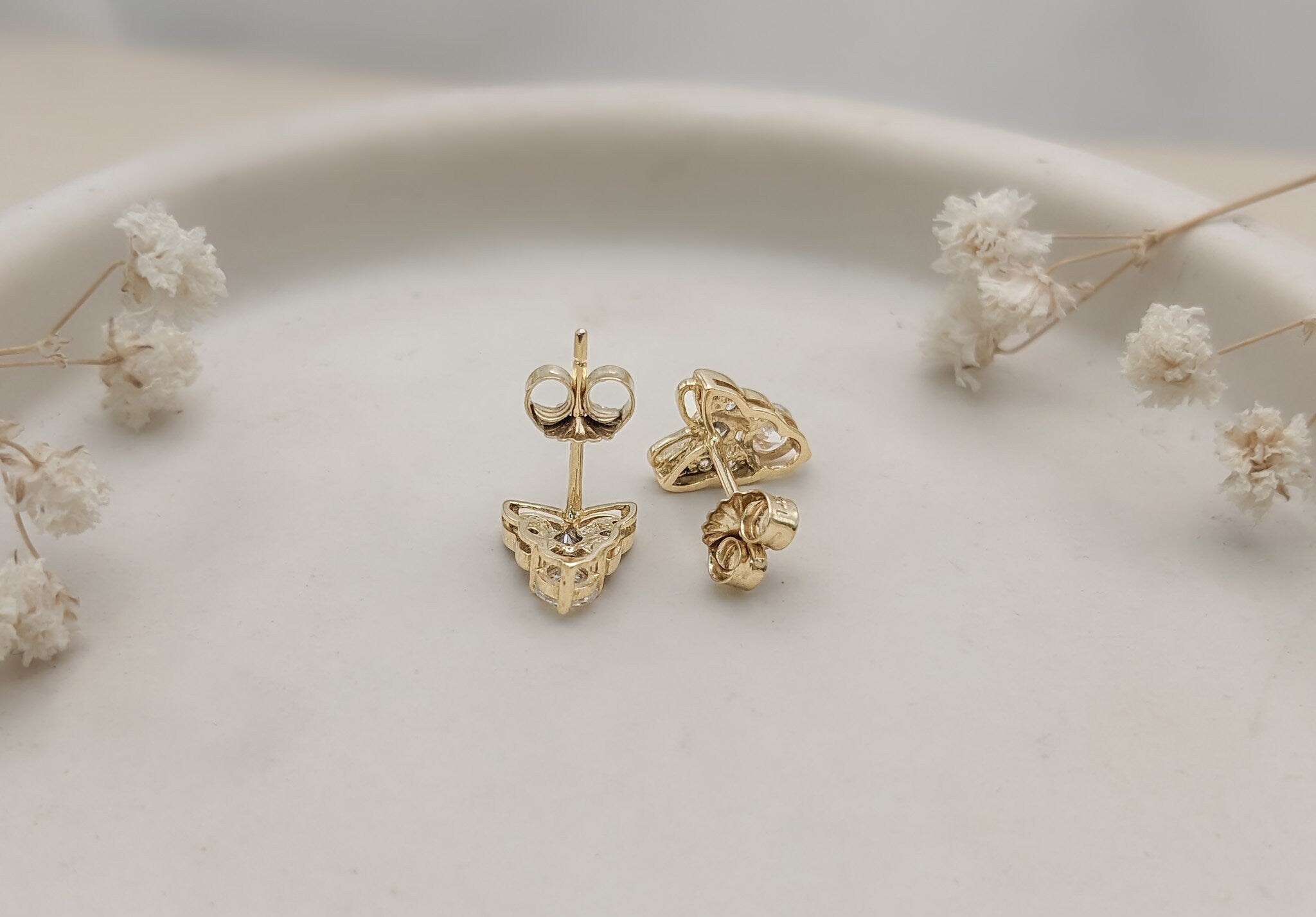 Butterfly Solitaire Stud Earrings