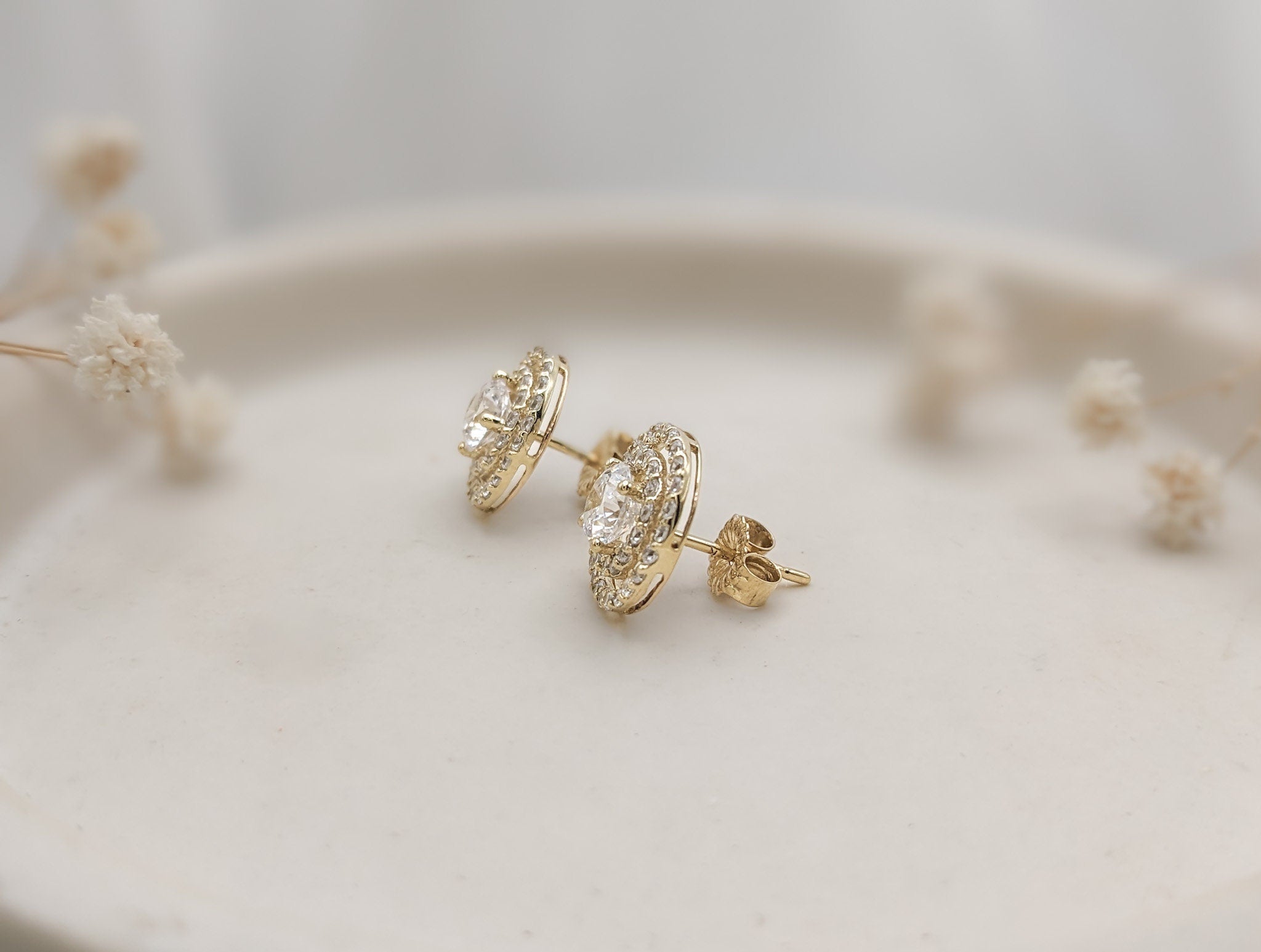 Double Pavé Halo Earrings
