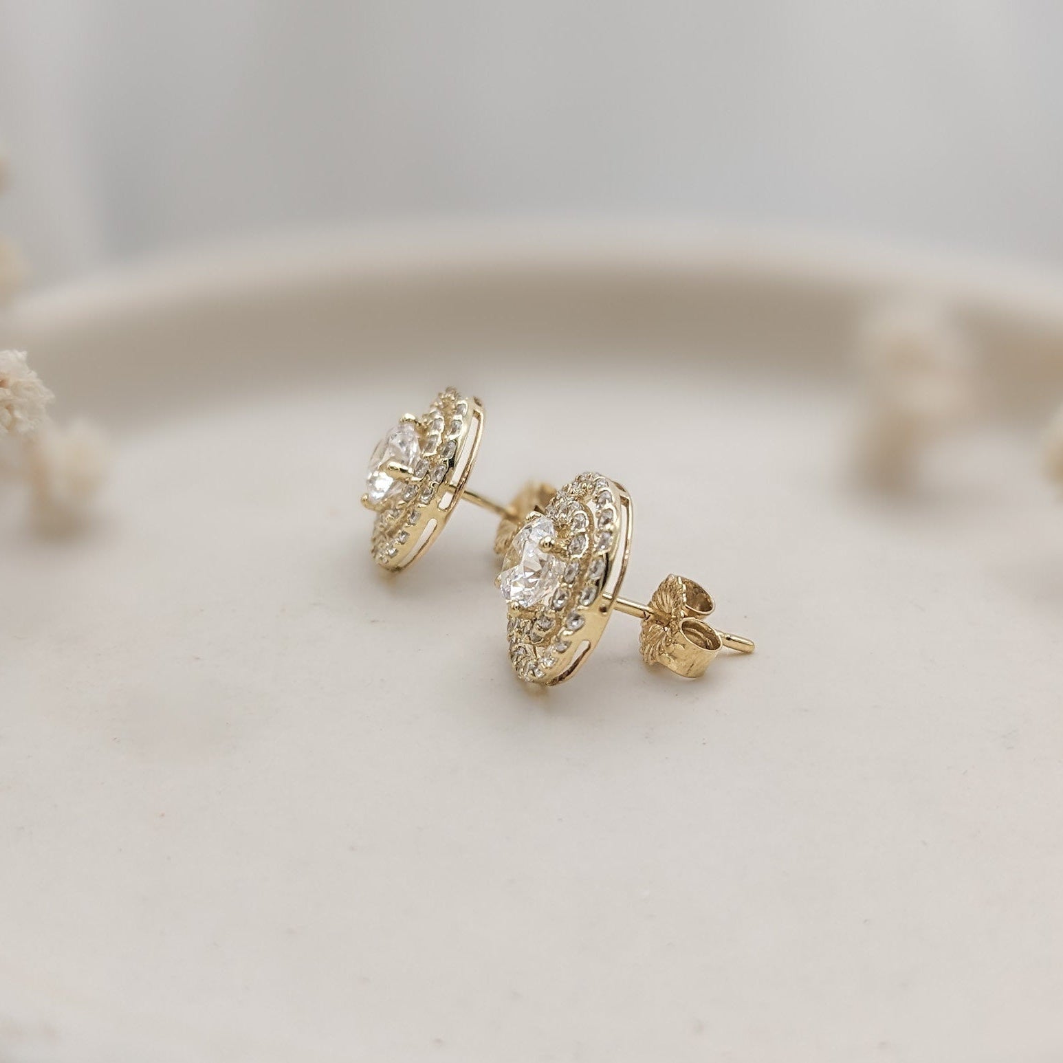 Double Pavé Halo Earrings