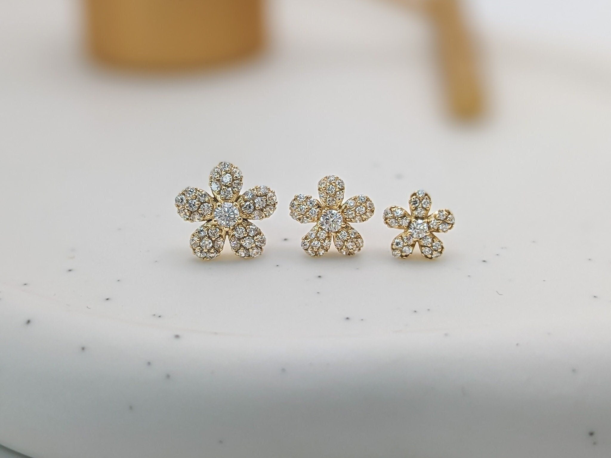 Pavé Flower Earrings