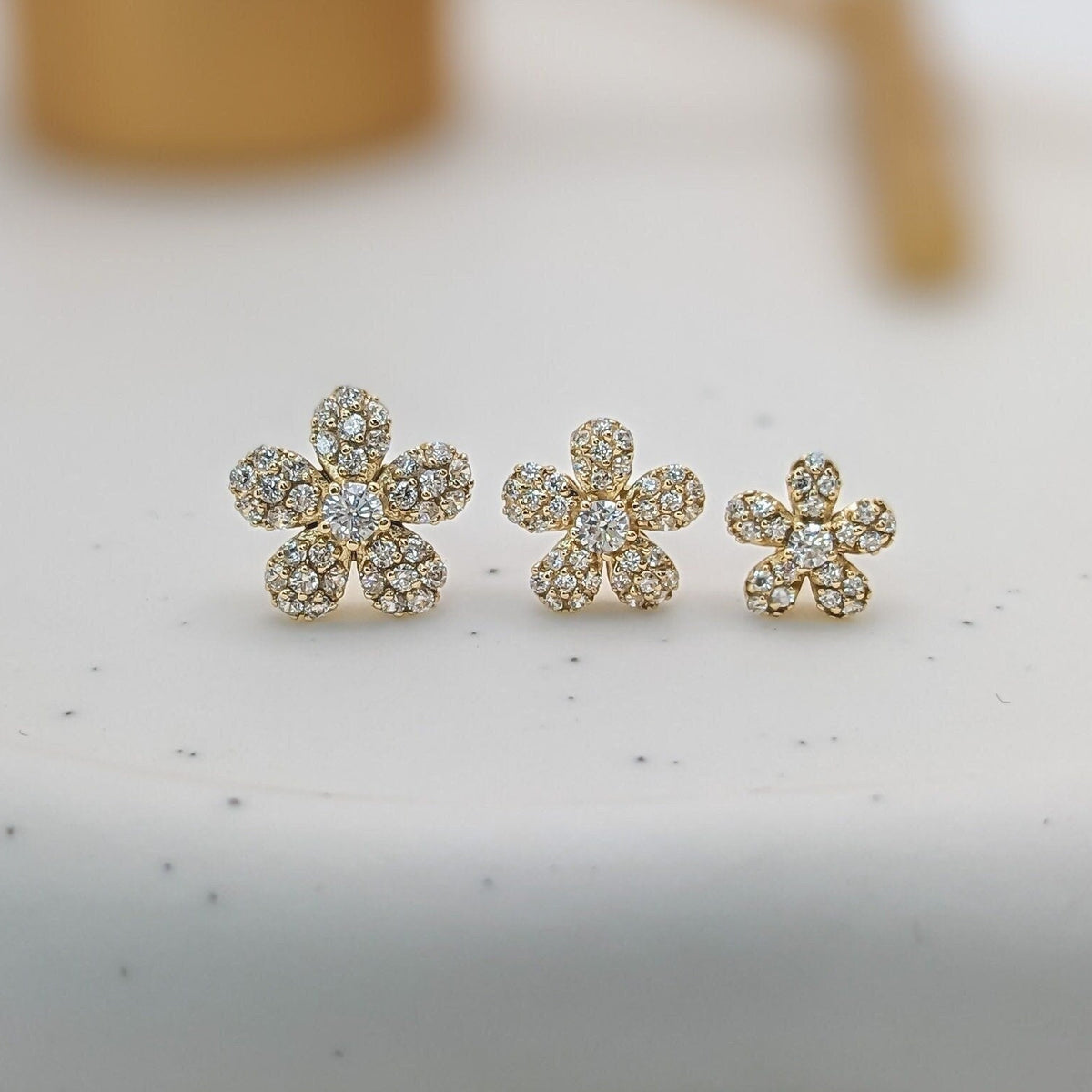 Pavé Flower Earrings