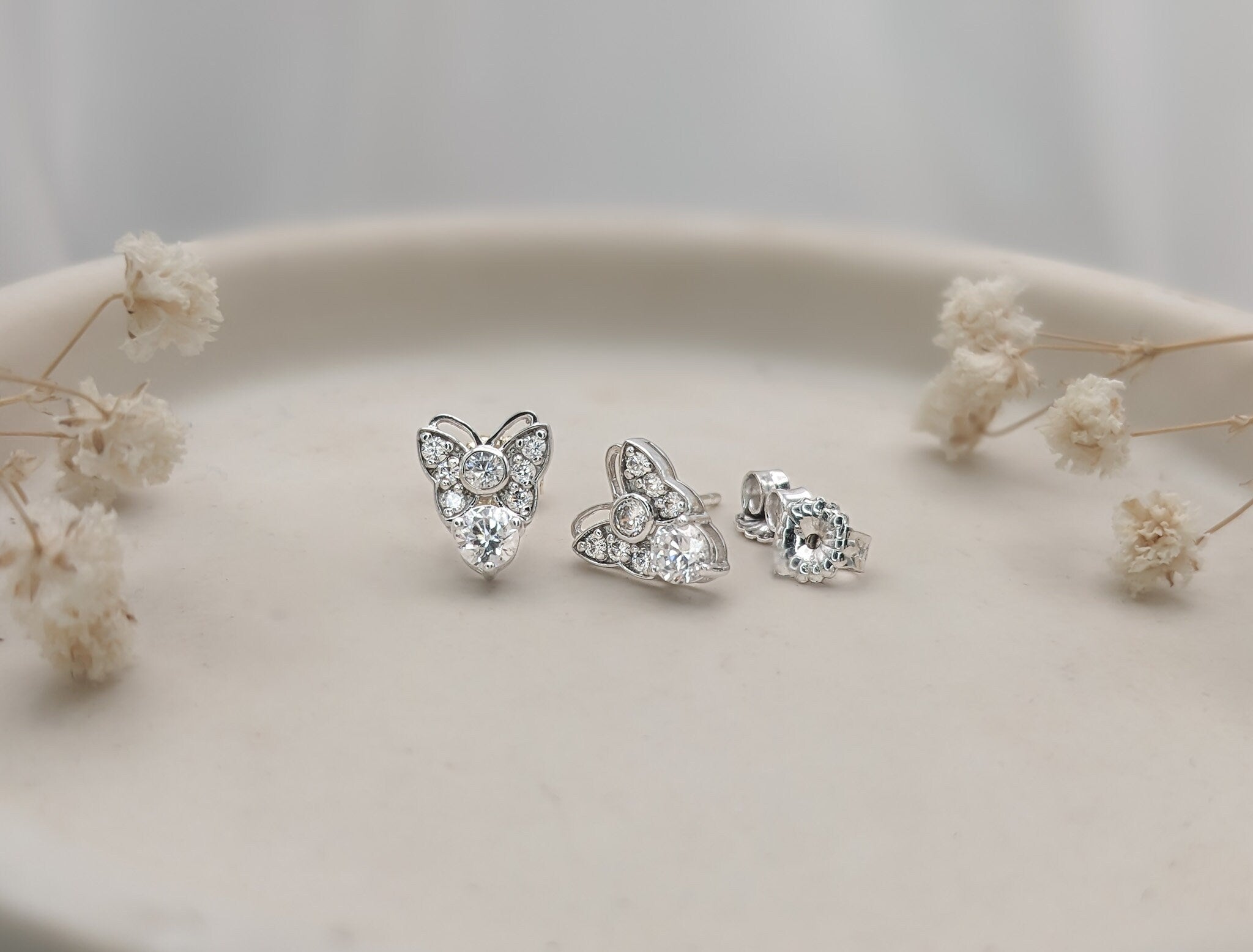 Butterfly Solitaire Stud Earrings