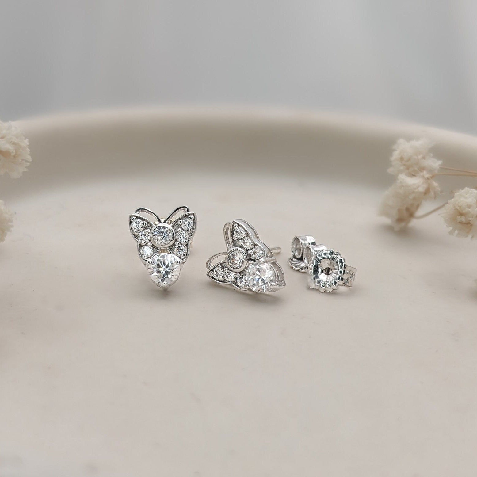 Butterfly Solitaire Stud Earrings