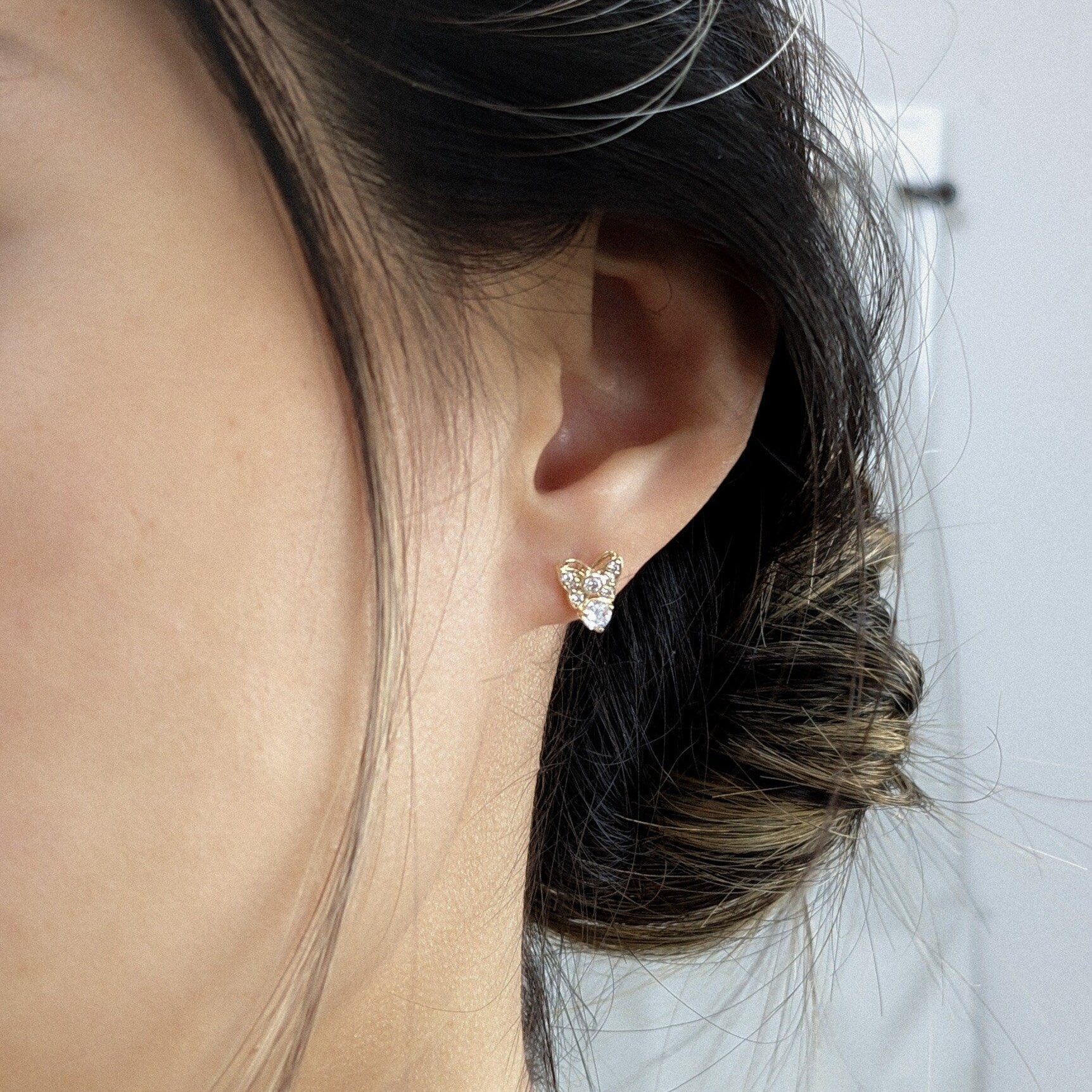 Butterfly Solitaire Stud Earrings