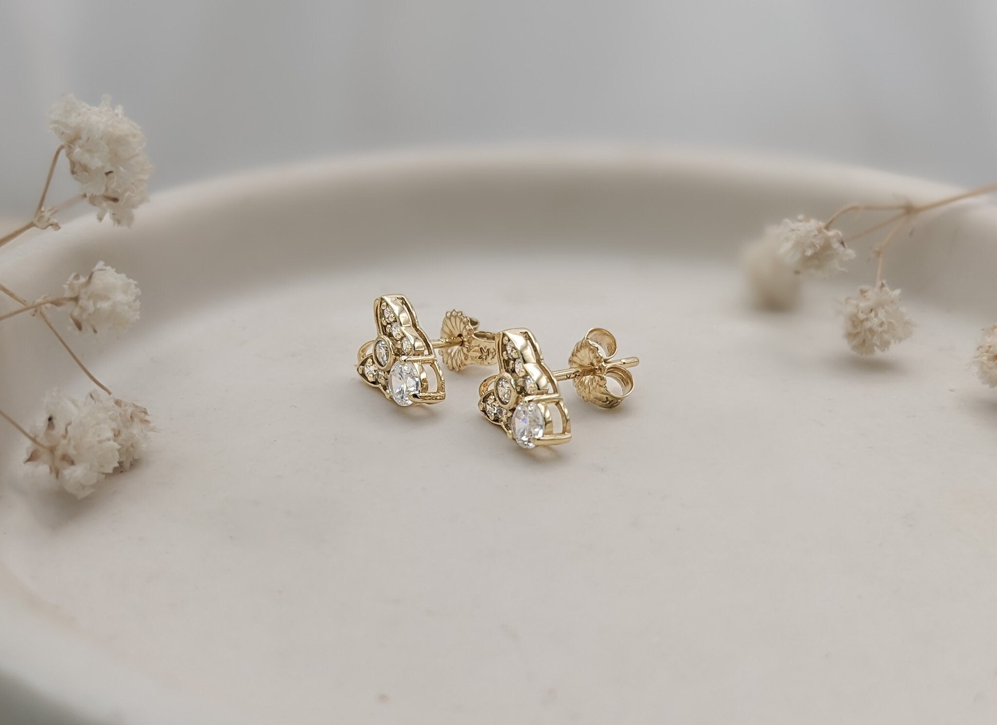 Butterfly Solitaire Stud Earrings
