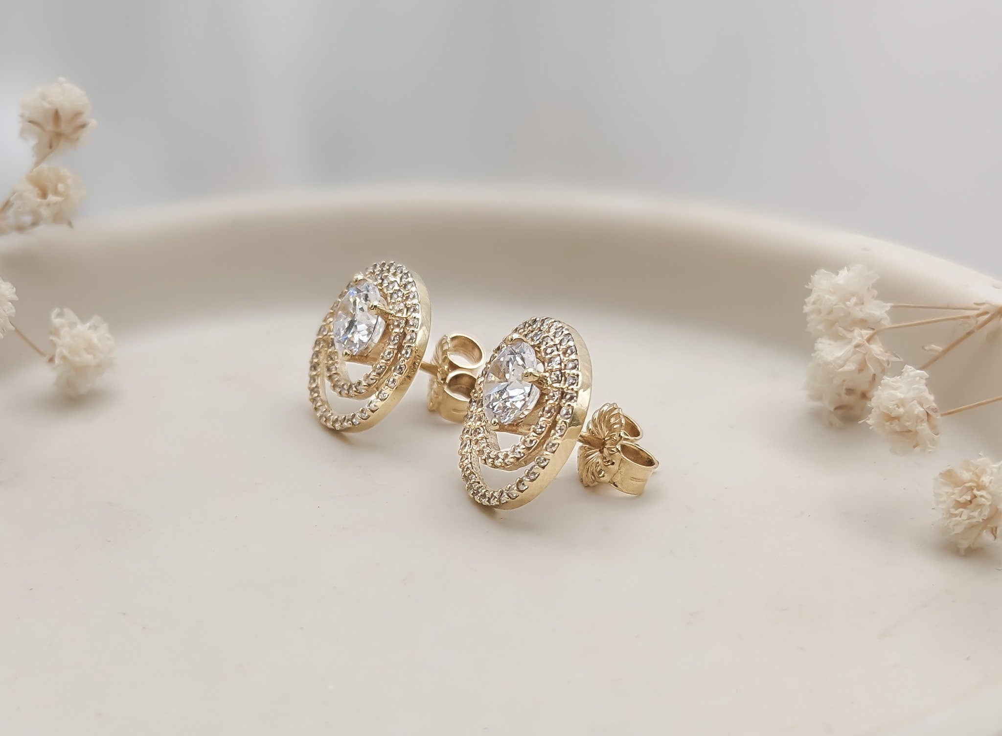 Double Stack Halo Earrings