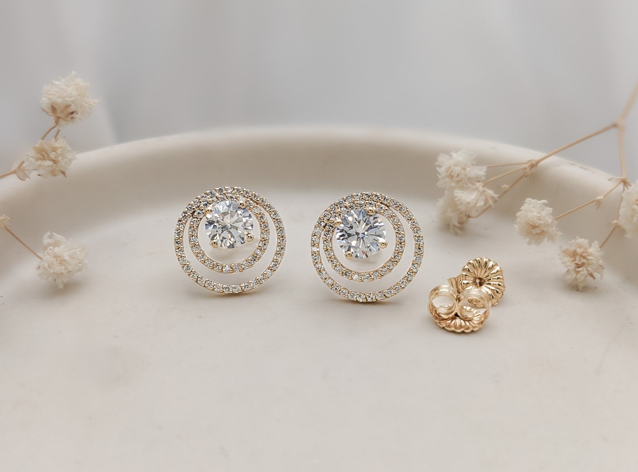 Double Stack Halo Earrings