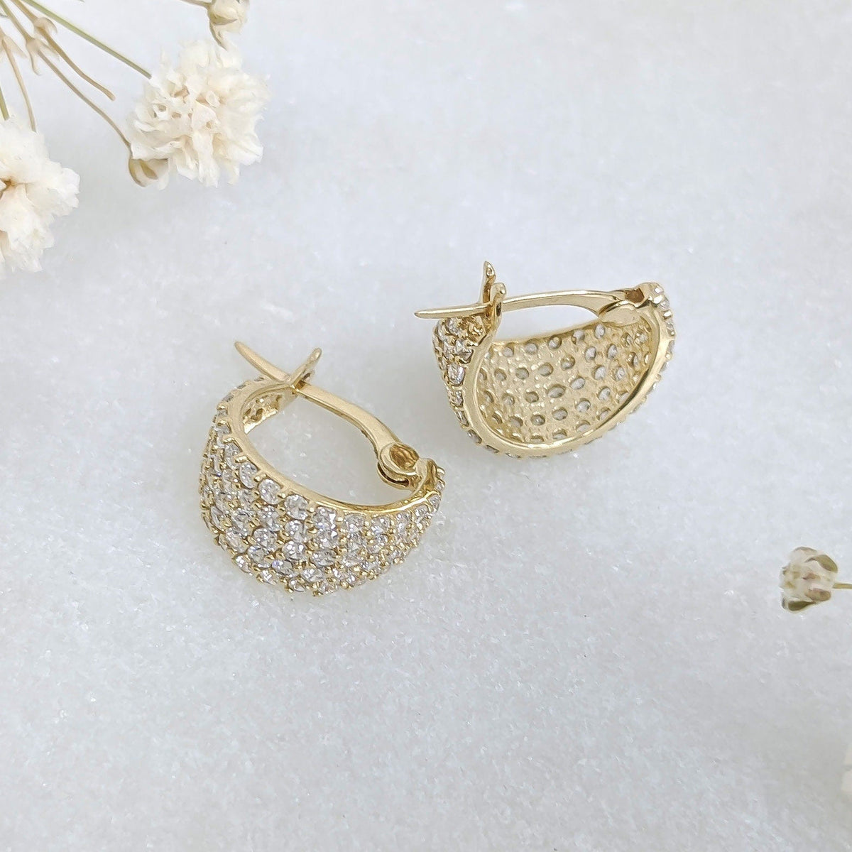 Lux Pavé Huggies