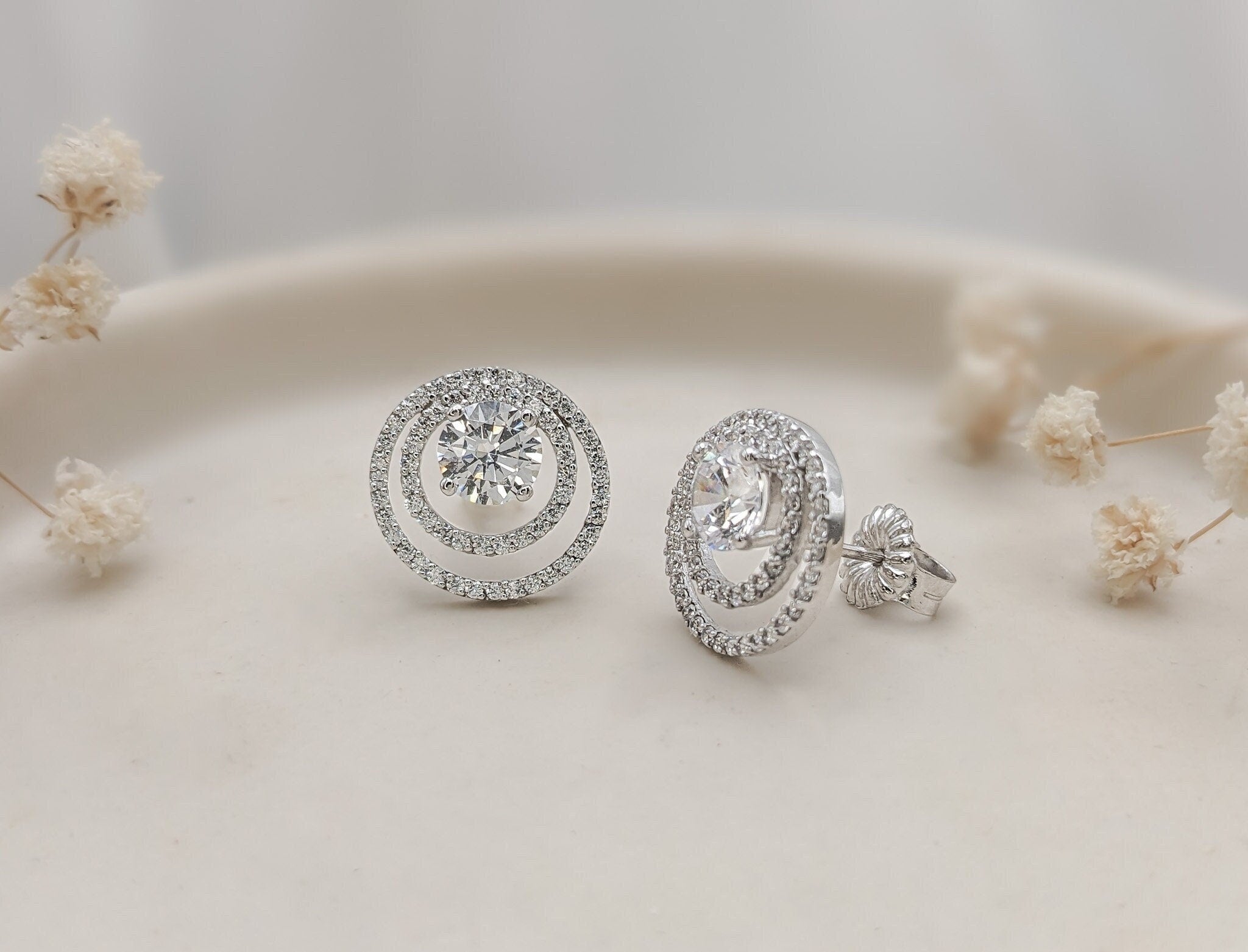 Double Stack Halo Earrings