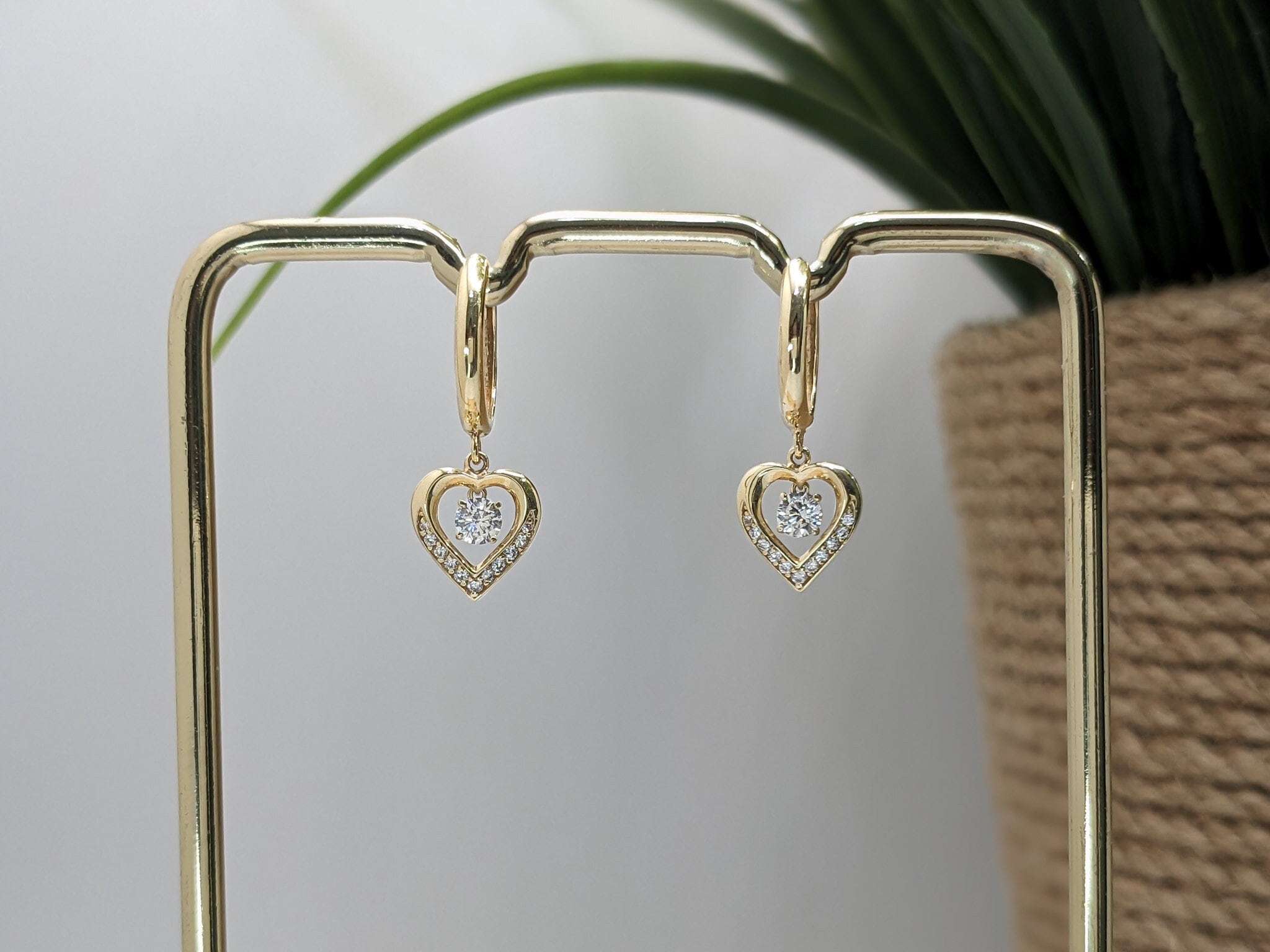 Pavé Heart Hoop Earrings