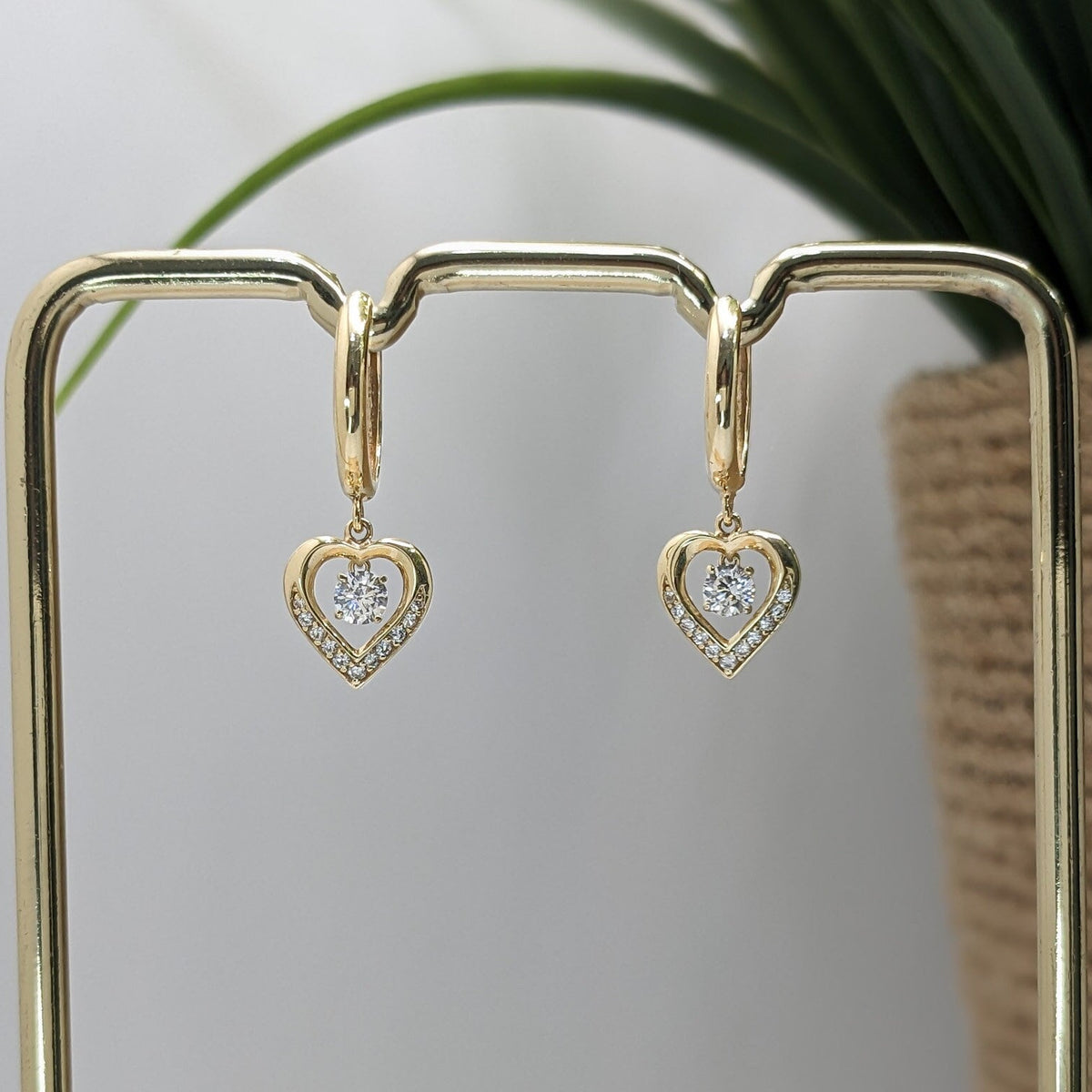 Pavé Heart Hoop Earrings