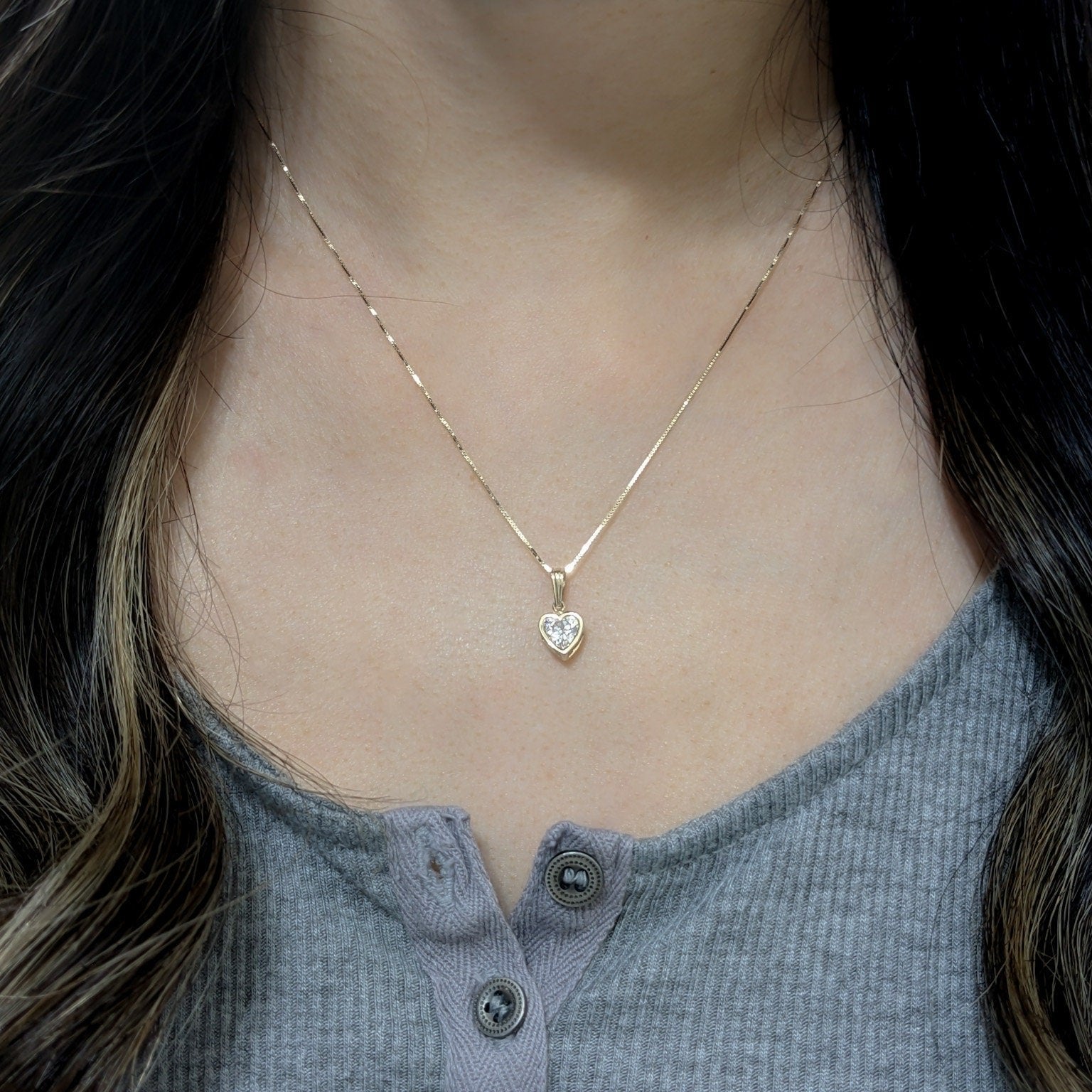 Bezel Solitaire Heart Pendant