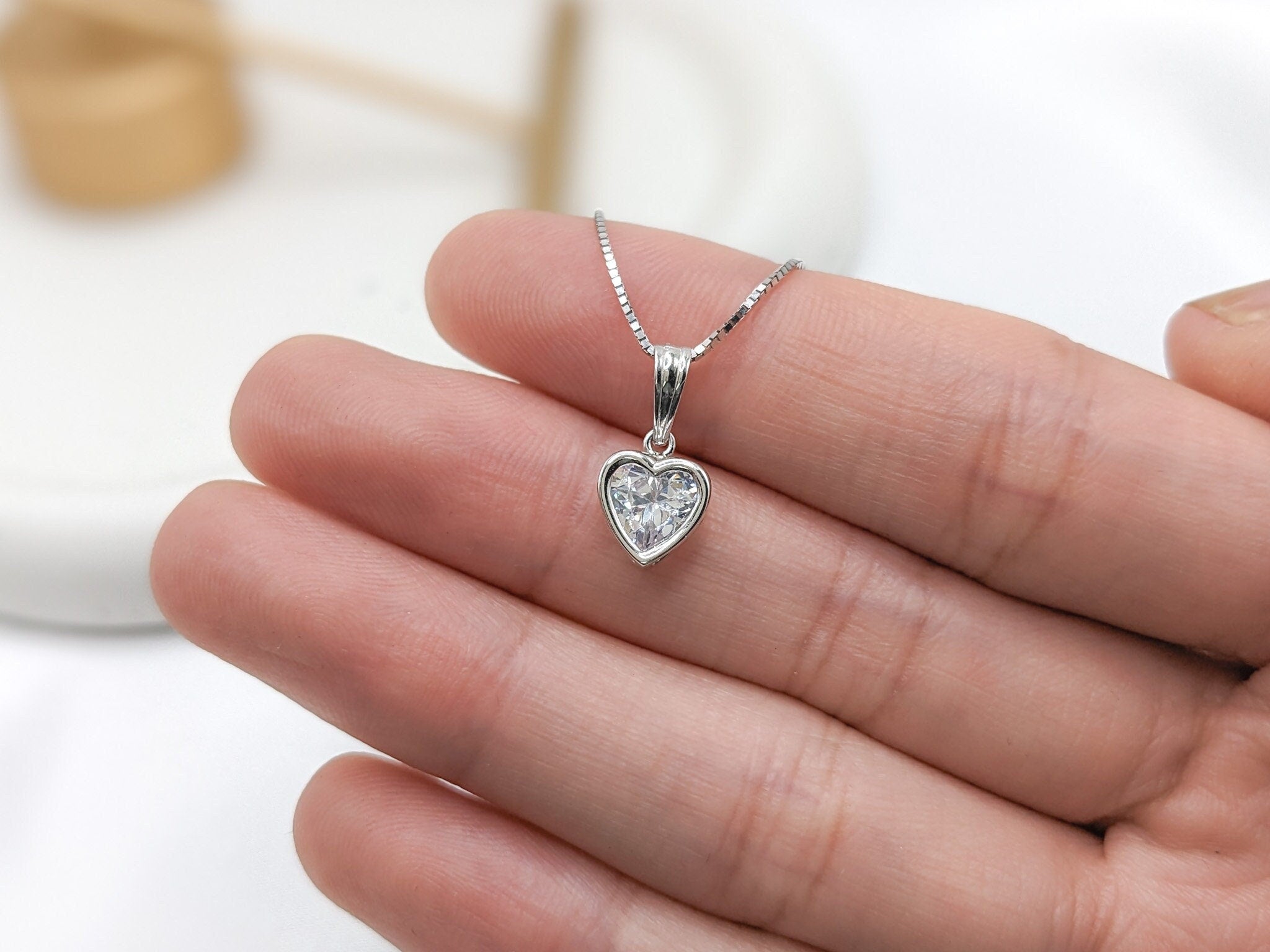 Bezel Solitaire Heart Pendant