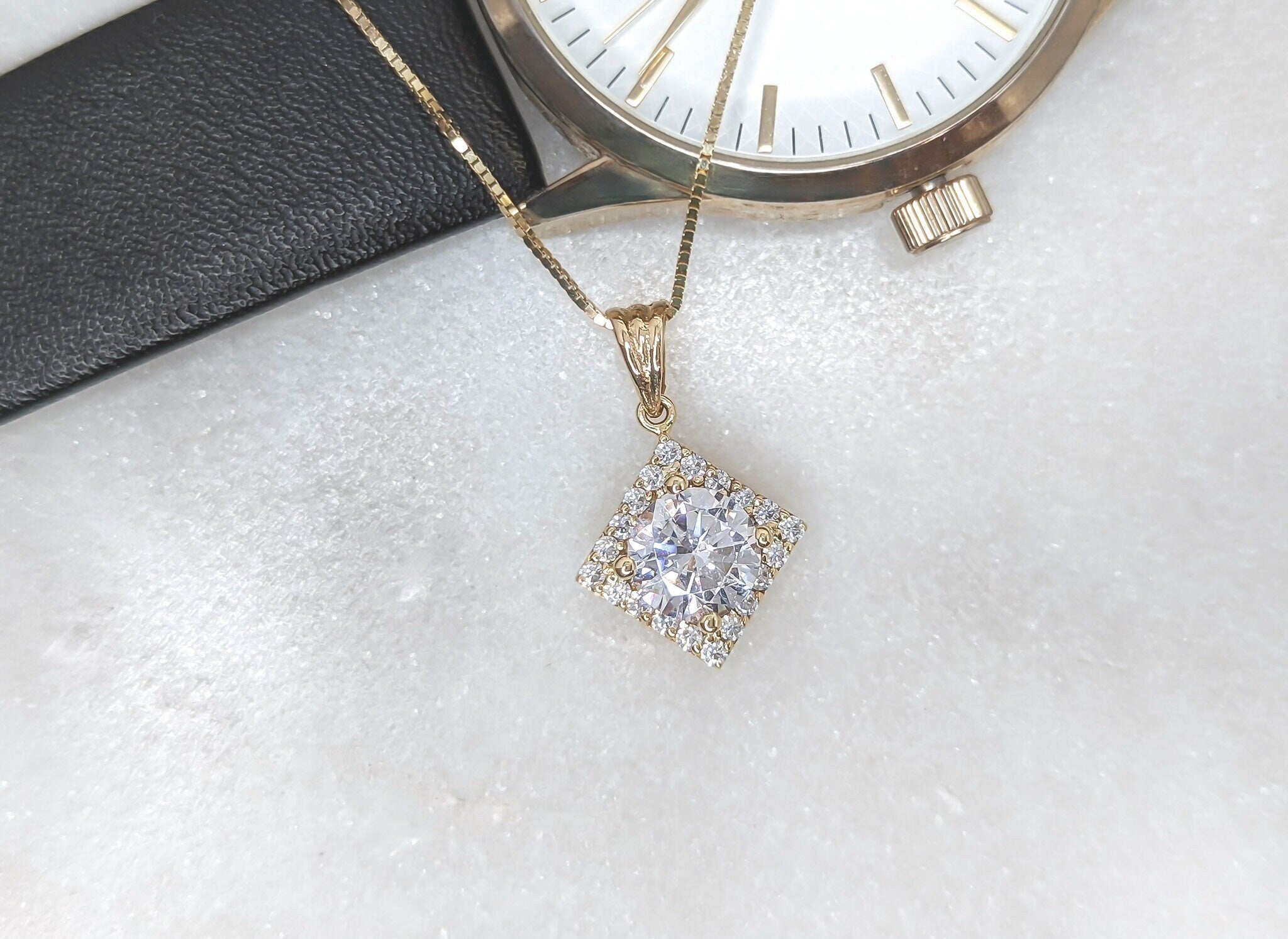 Square Halo Pendant