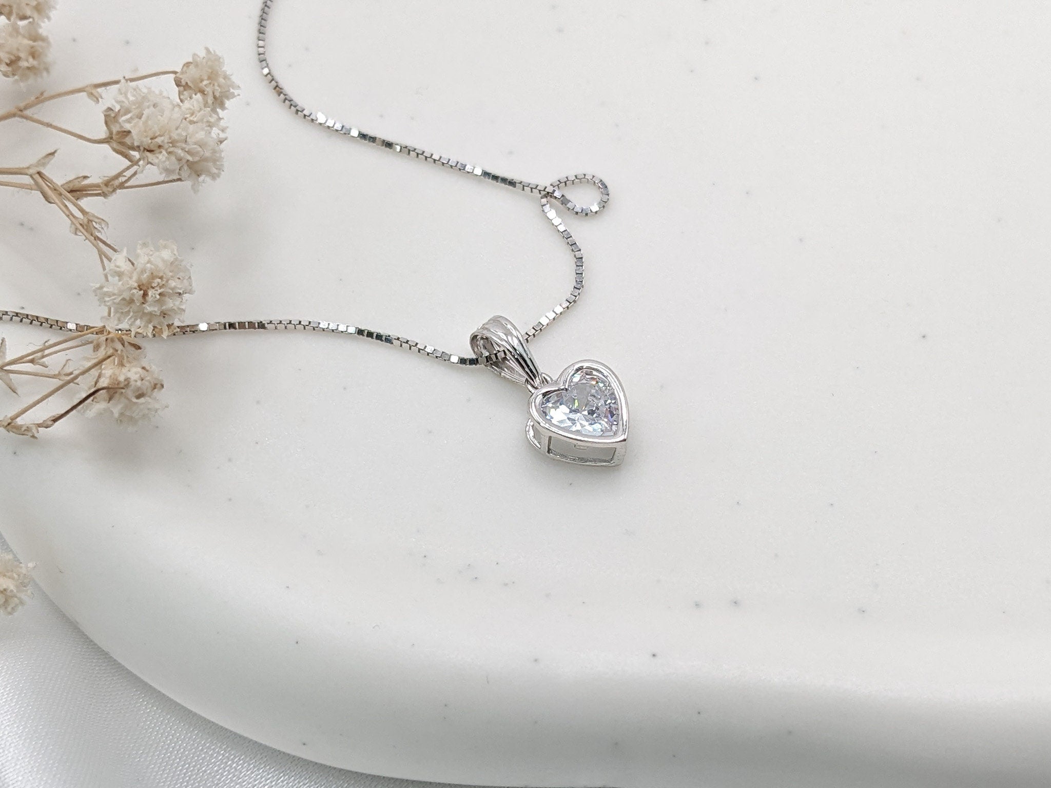 Bezel Solitaire Heart Pendant