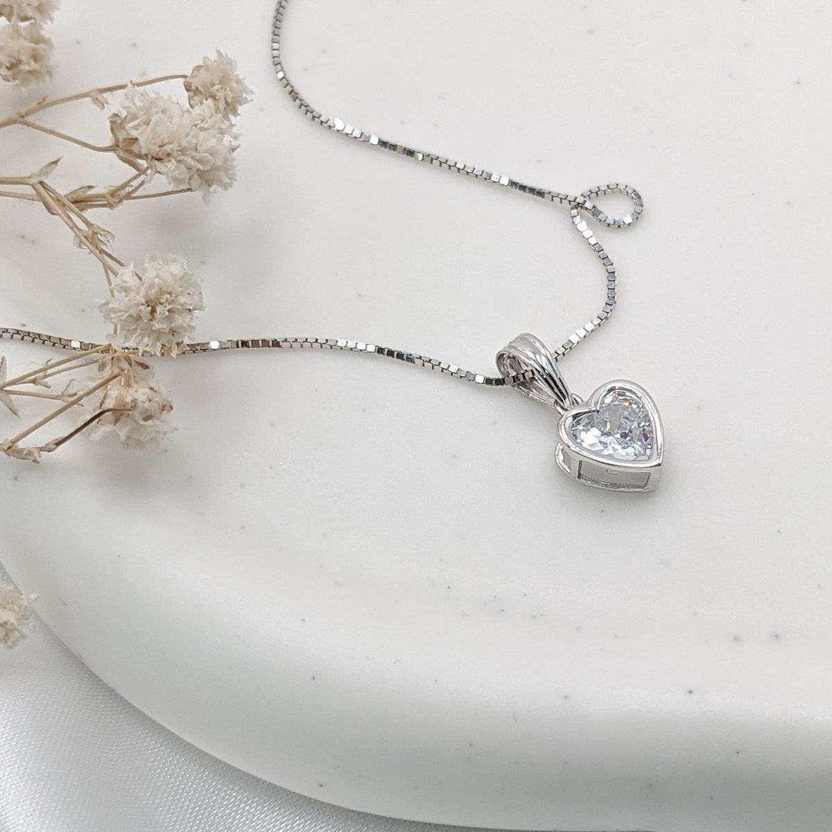 Bezel Solitaire Heart Pendant
