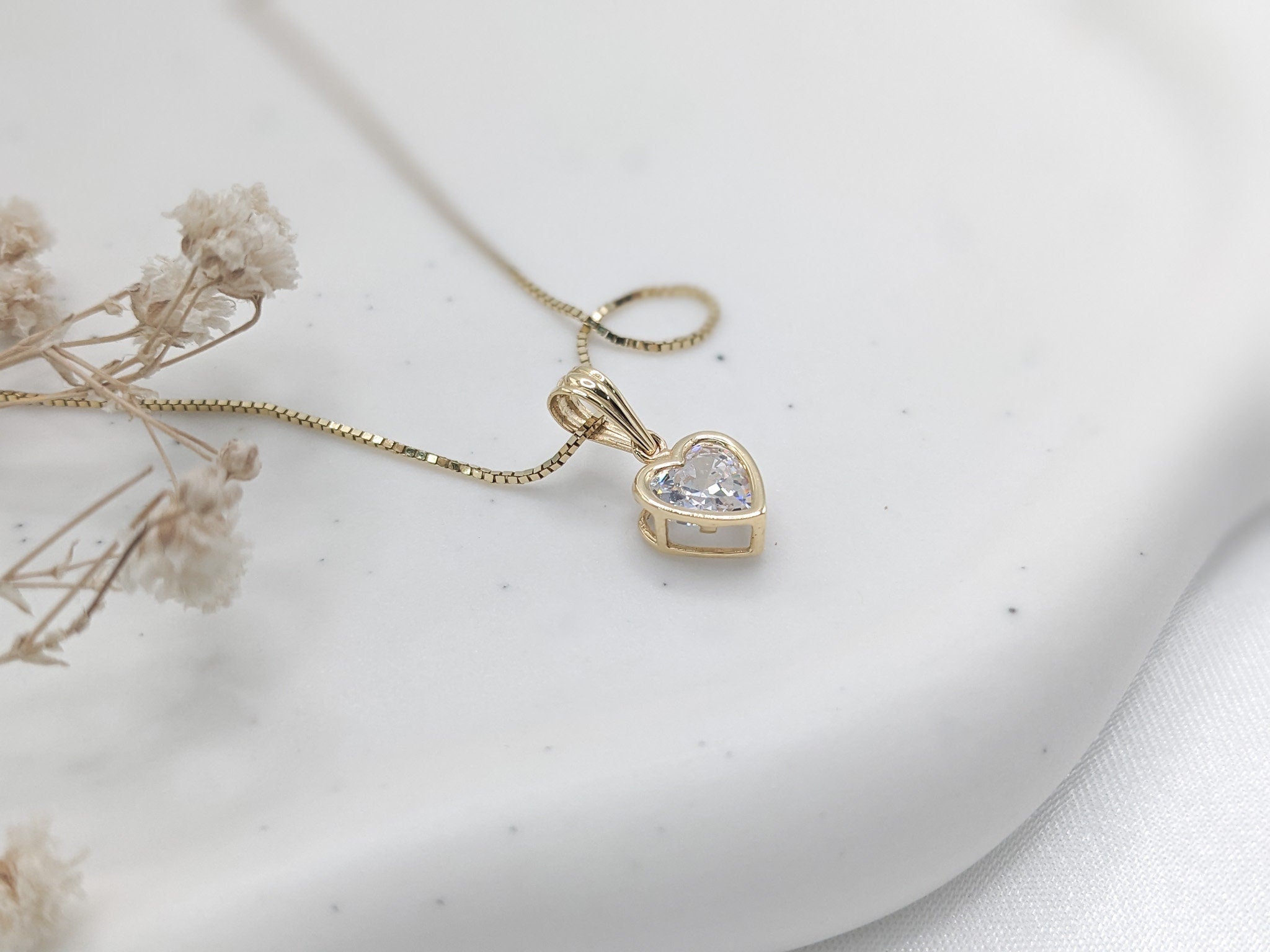 Bezel Solitaire Heart Pendant