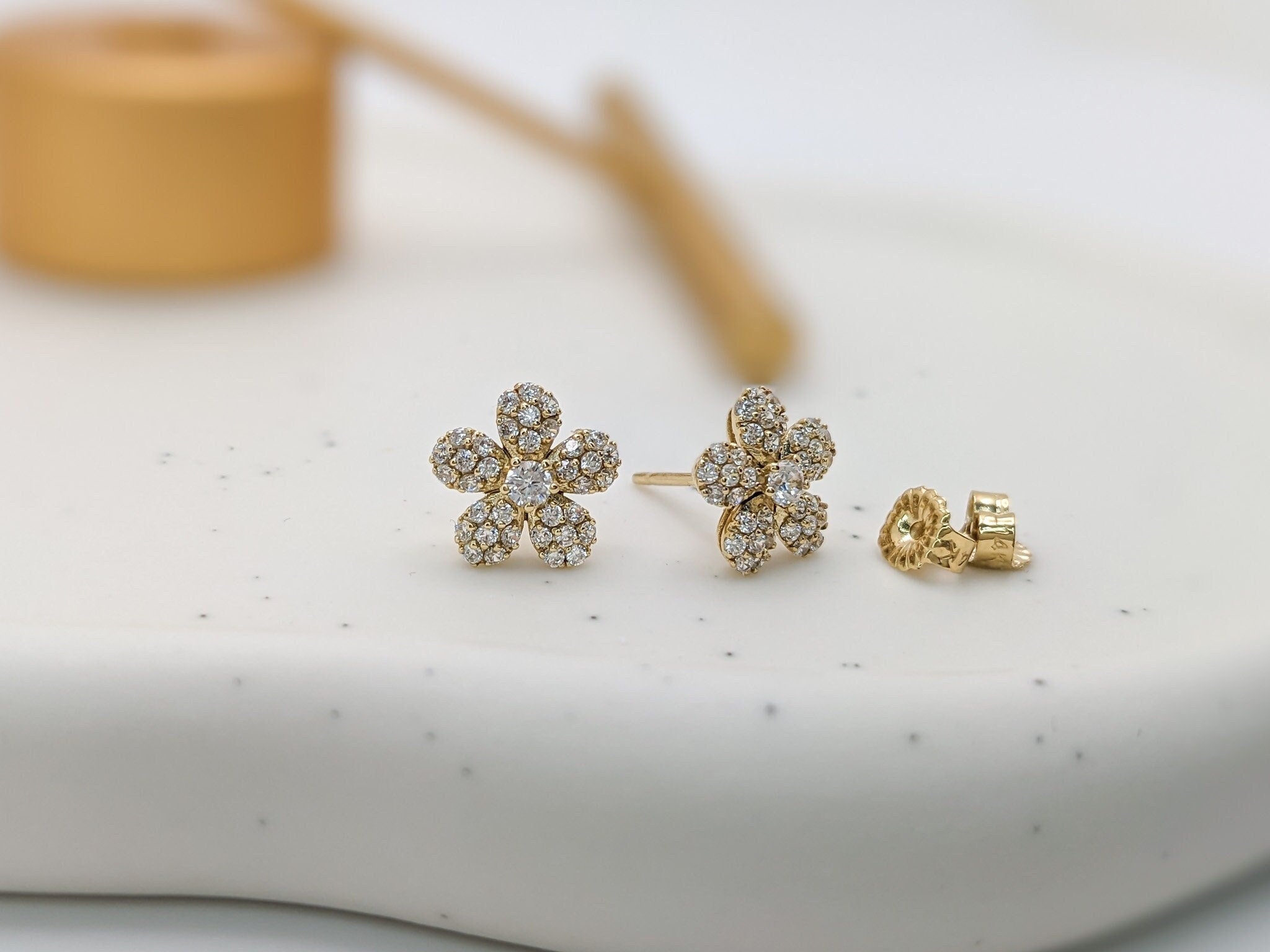 Pavé Flower Earrings