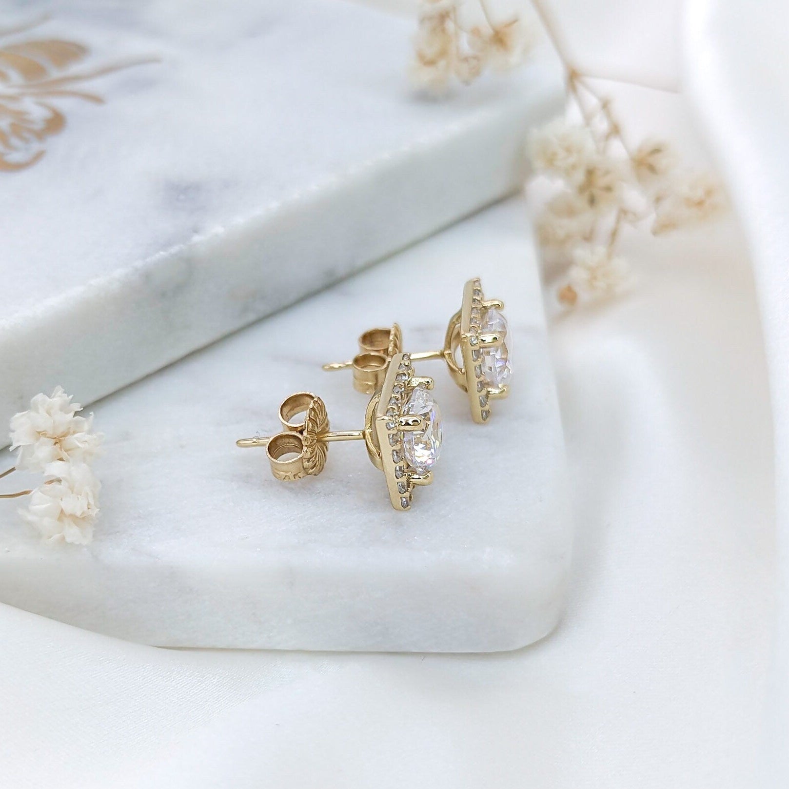 Square Halo Earrings