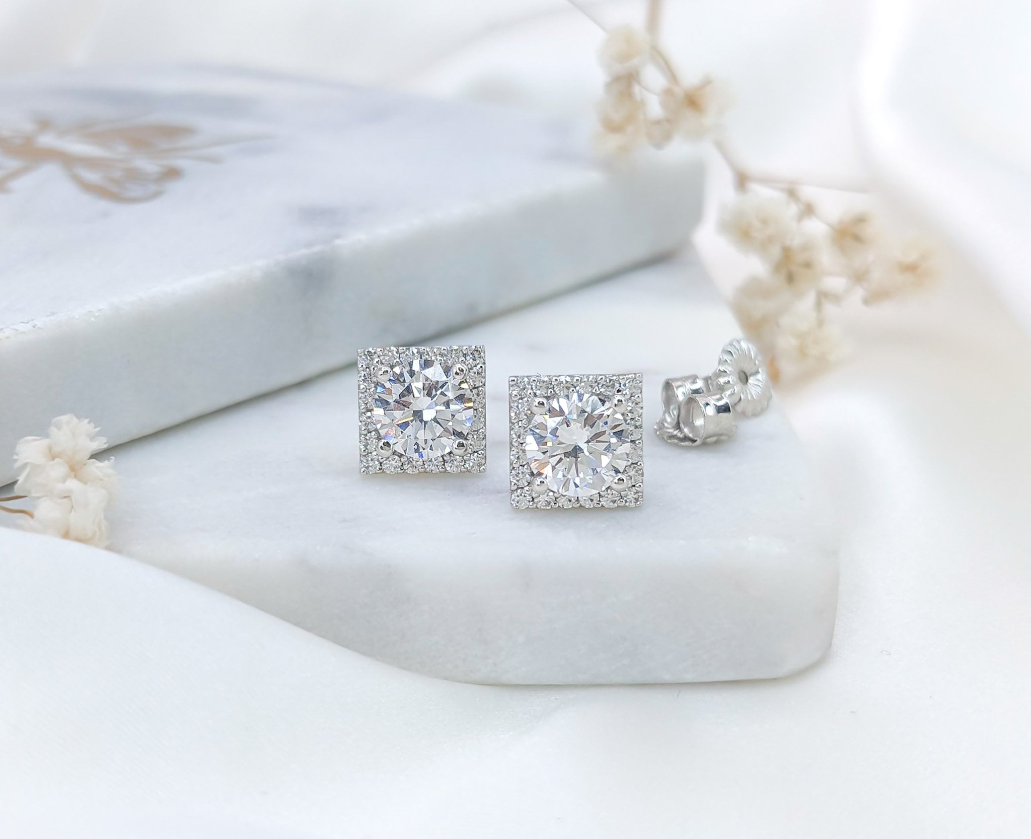 Square Halo Earrings