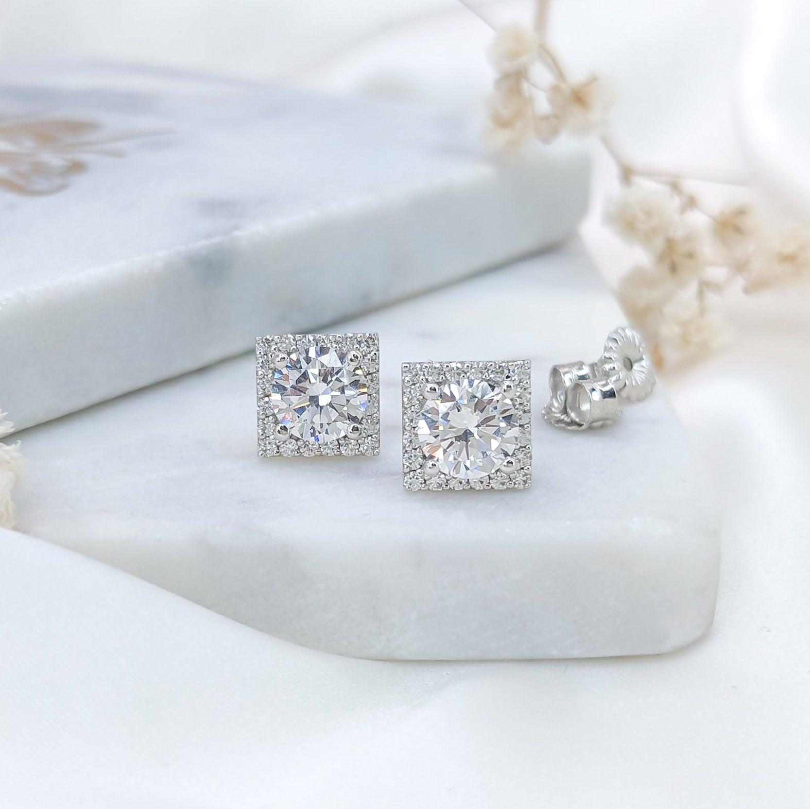 Square Halo Earrings