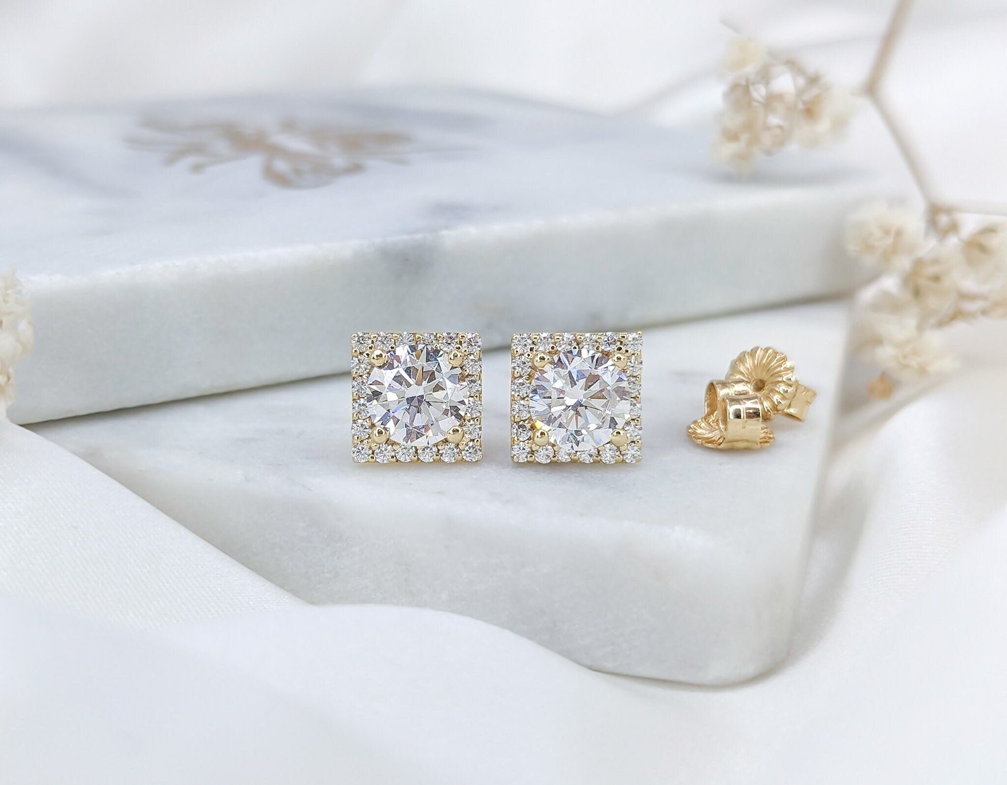 Square Halo Earrings